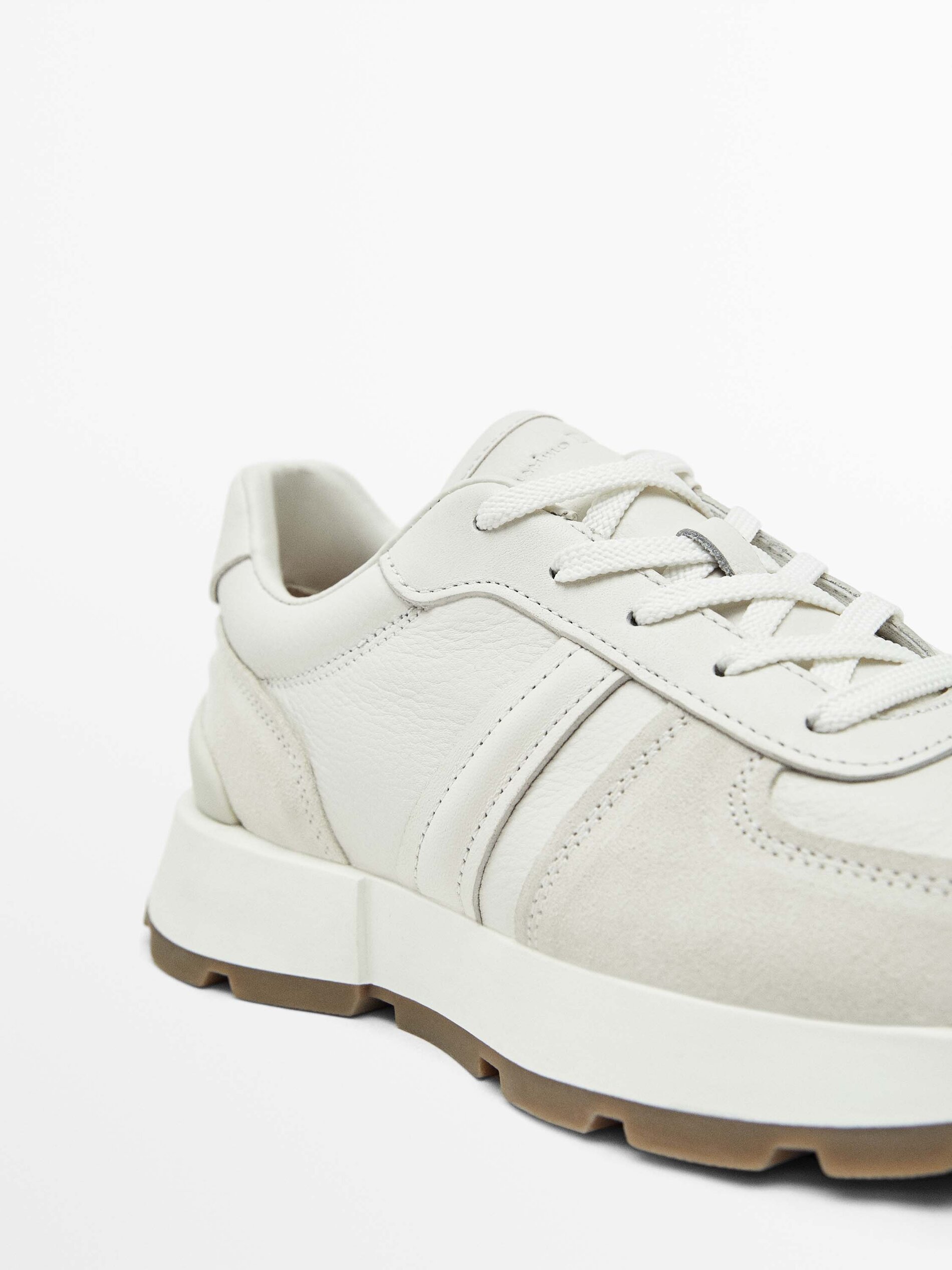 LEATHER TRAINERS WITH TRIMMED HEEL
