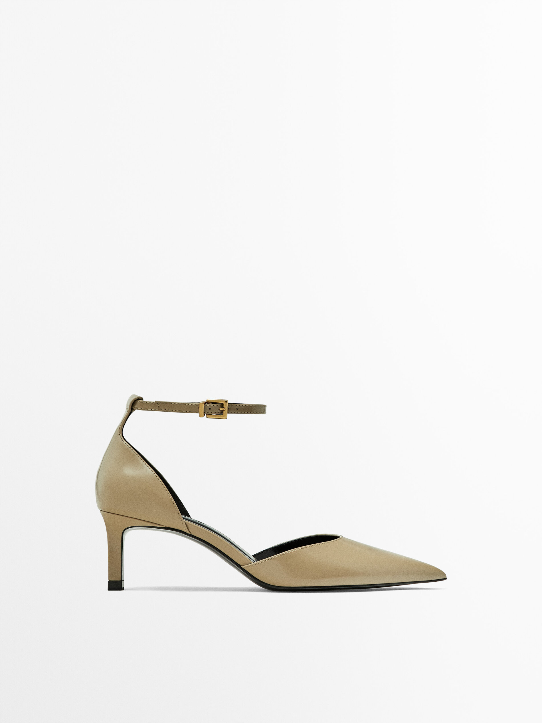High heel shoes with ankle straps Brown Heel Shoes Massimo Dutti