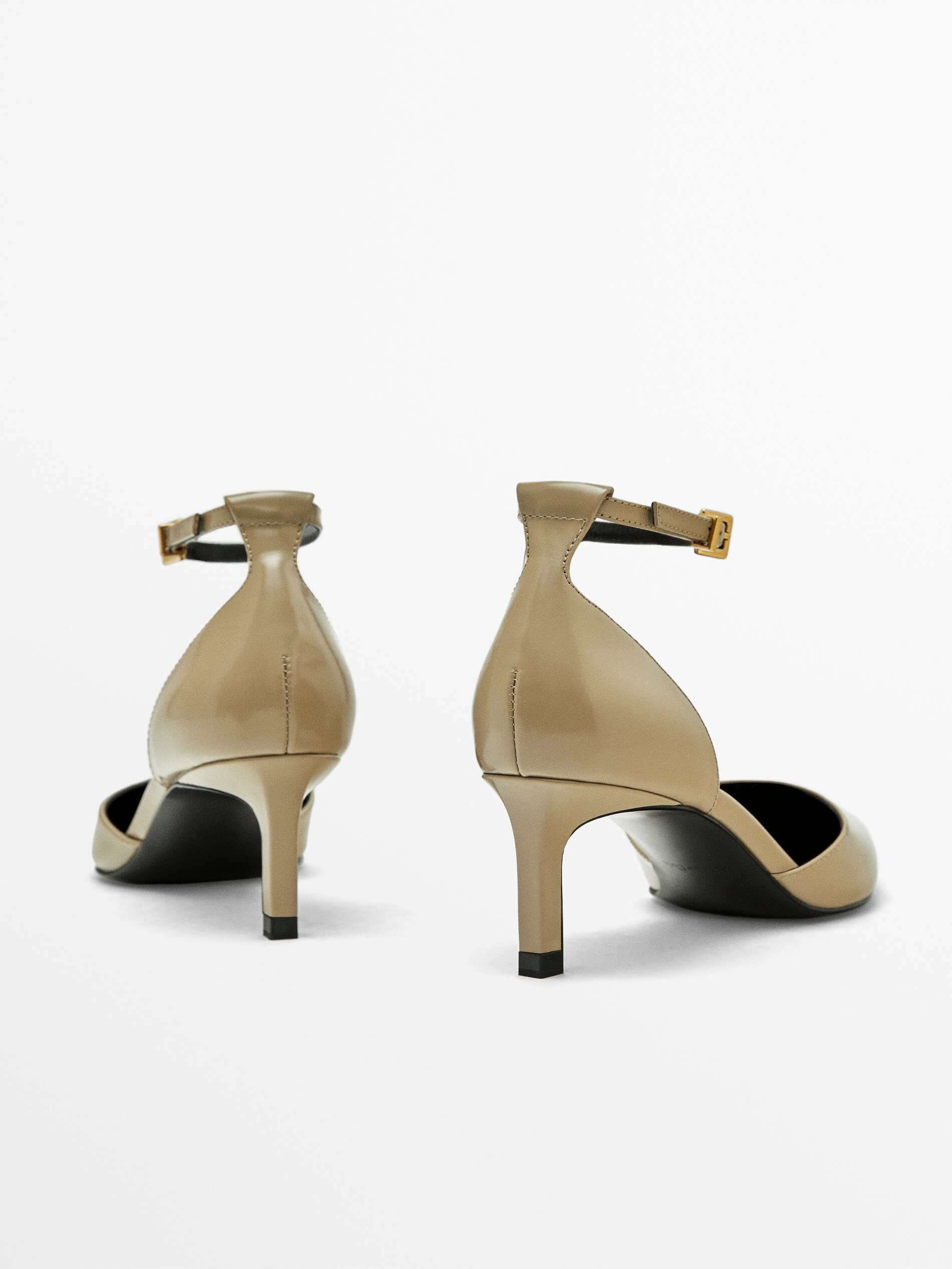 High heel shoes with ankle straps Brown Heel Shoes Massimo Dutti