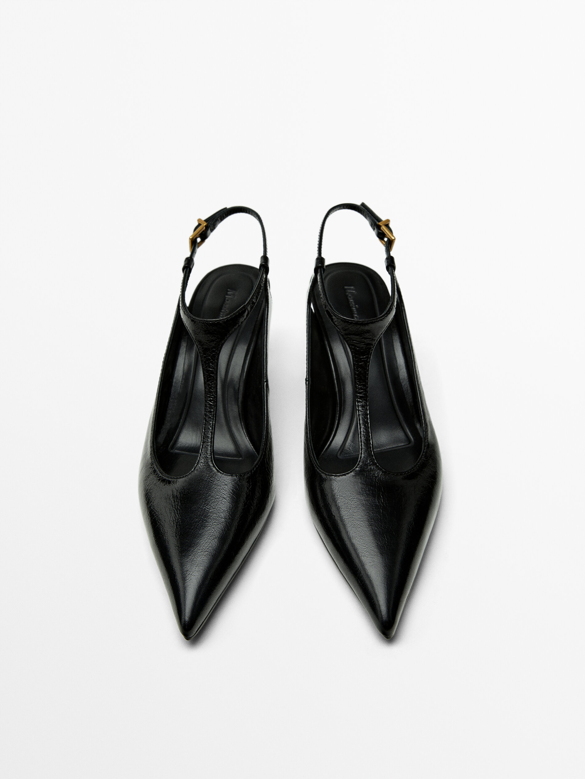 Heeled slingback strap shoes Black Heel Shoes Massimo Dutti