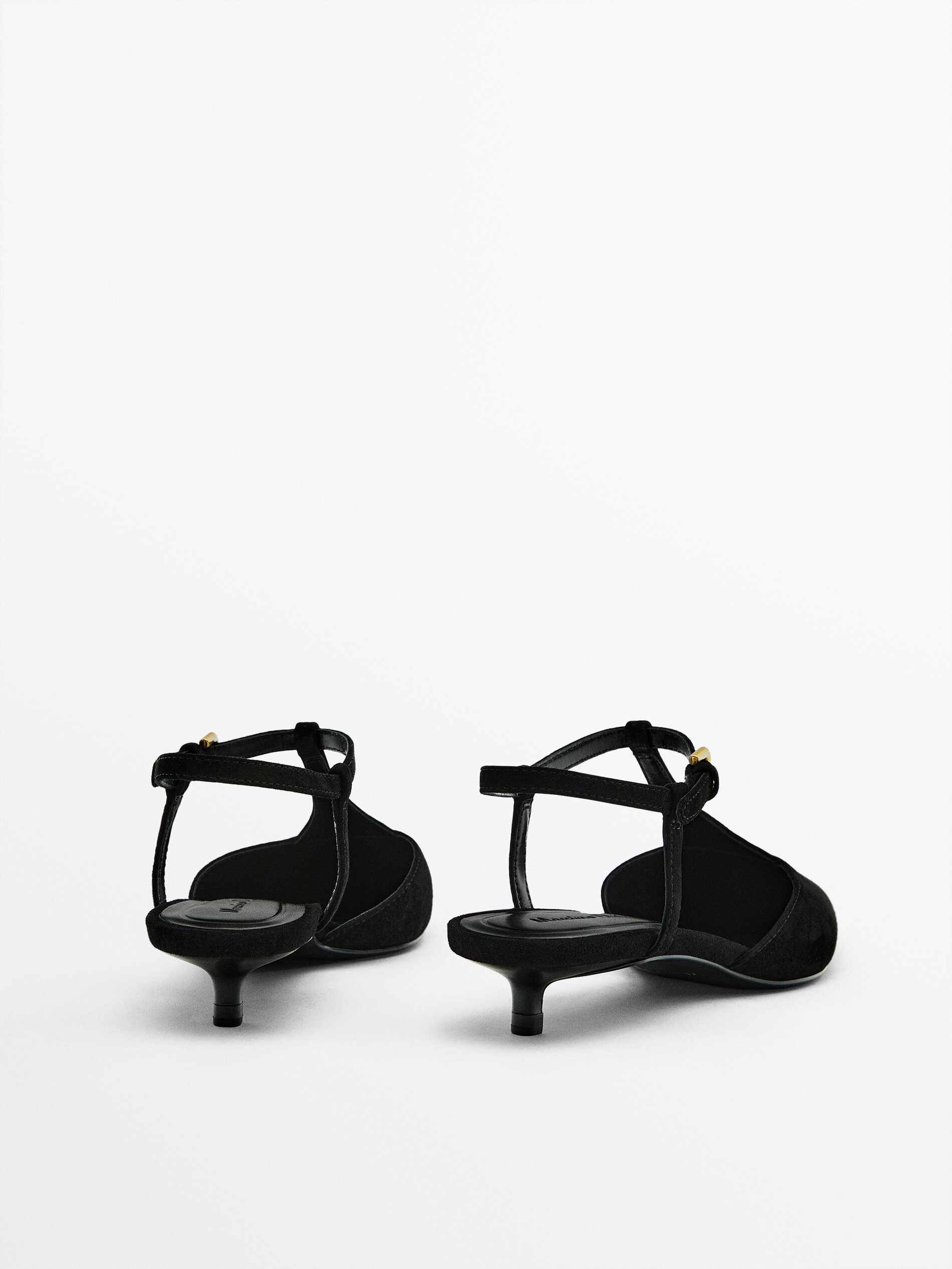 Suede slingback high heel shoes Black Heel Shoes Massimo Dutti