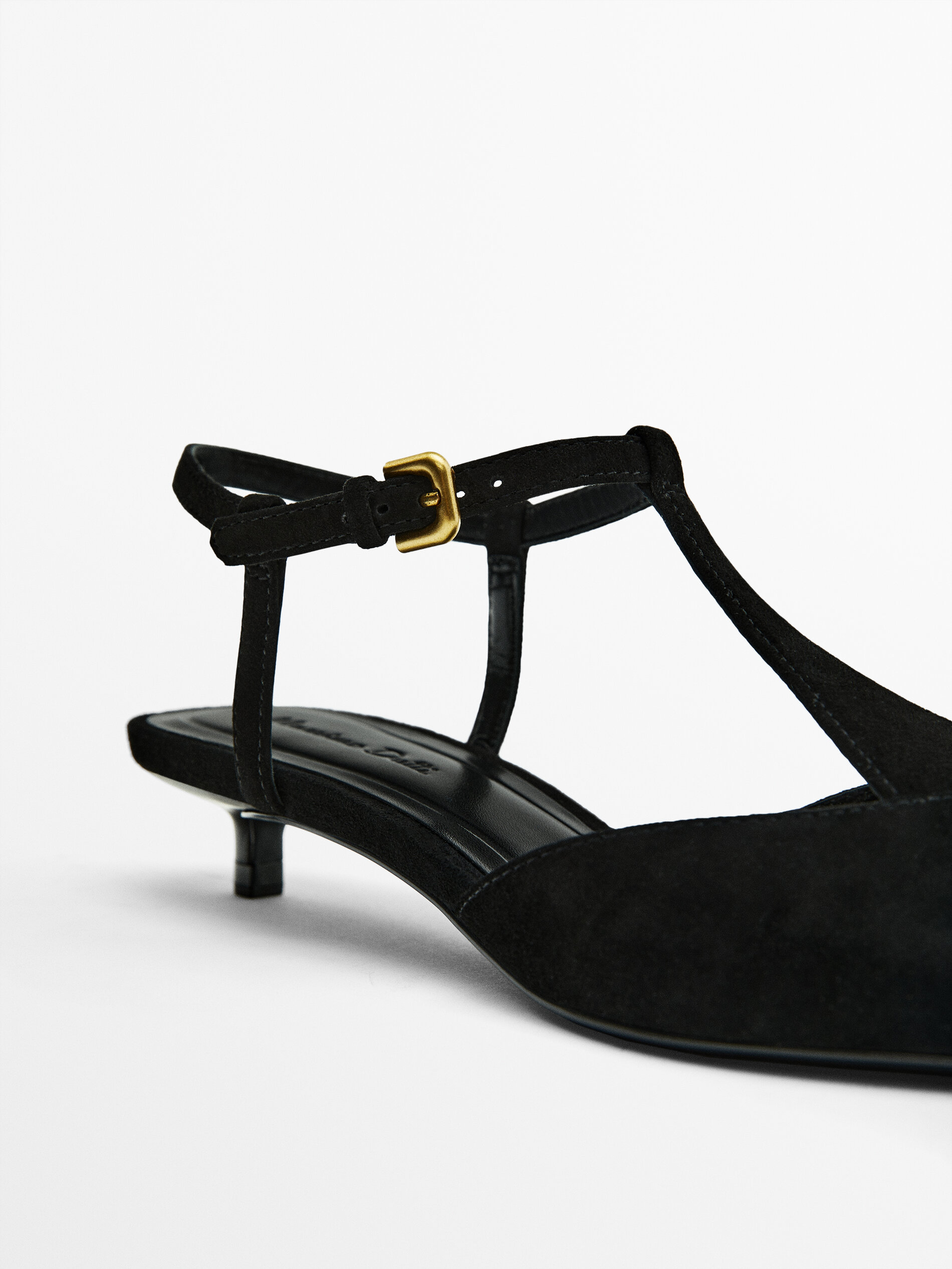 Suede slingback high heel shoes Black Heel Shoes Massimo Dutti