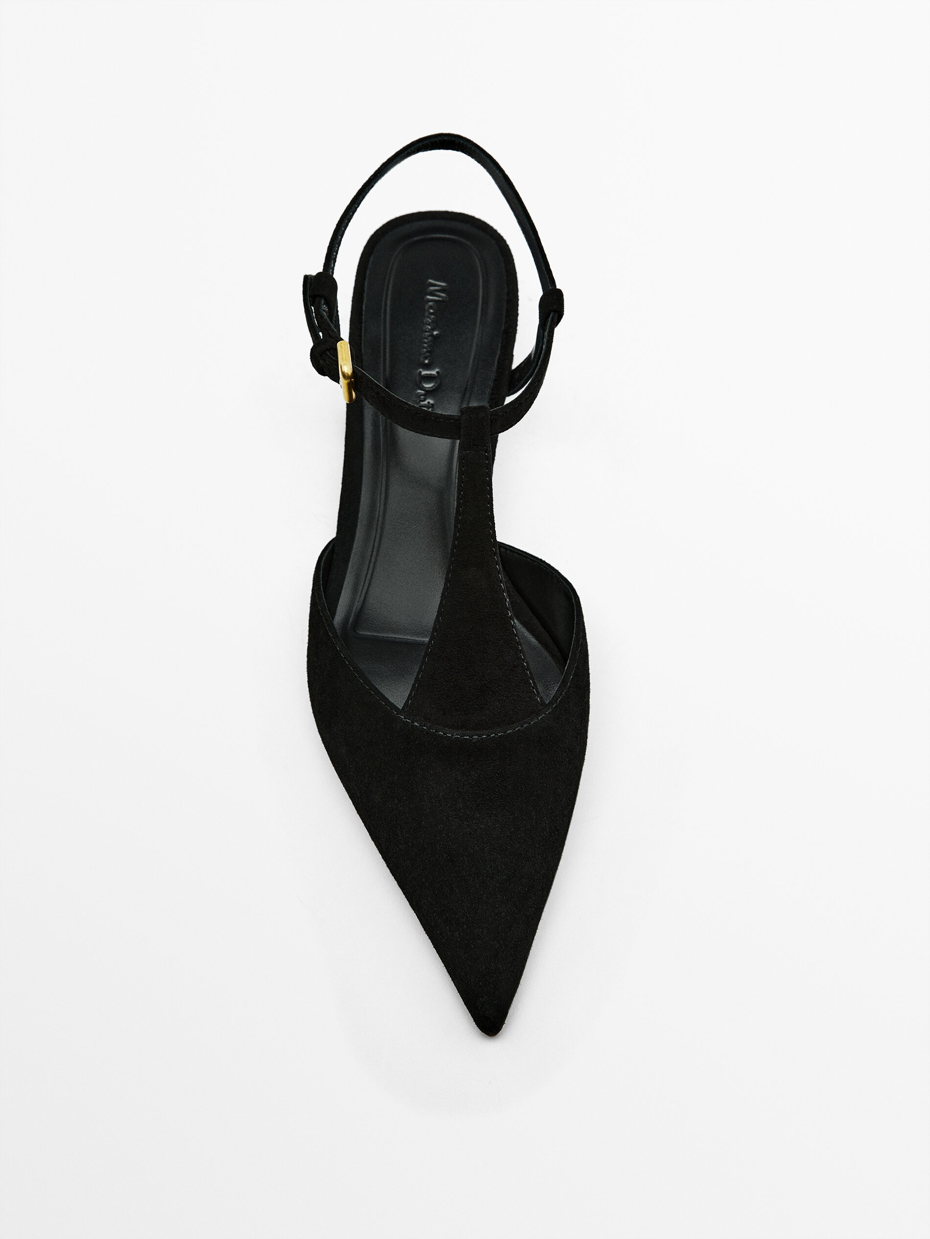 Suede slingback high heel shoes Black Heel Shoes Massimo Dutti