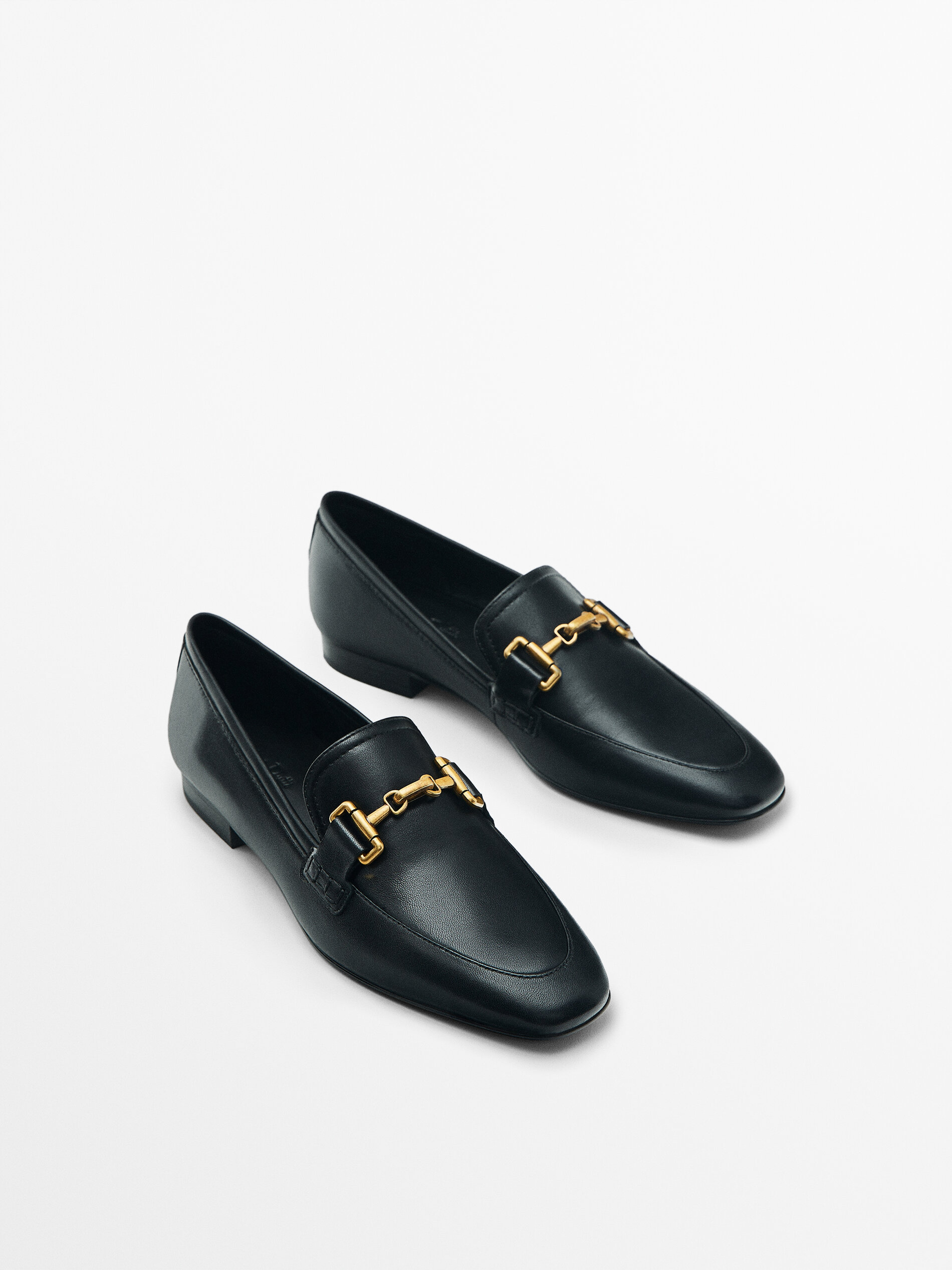 Loafers with gold hotsell buckle