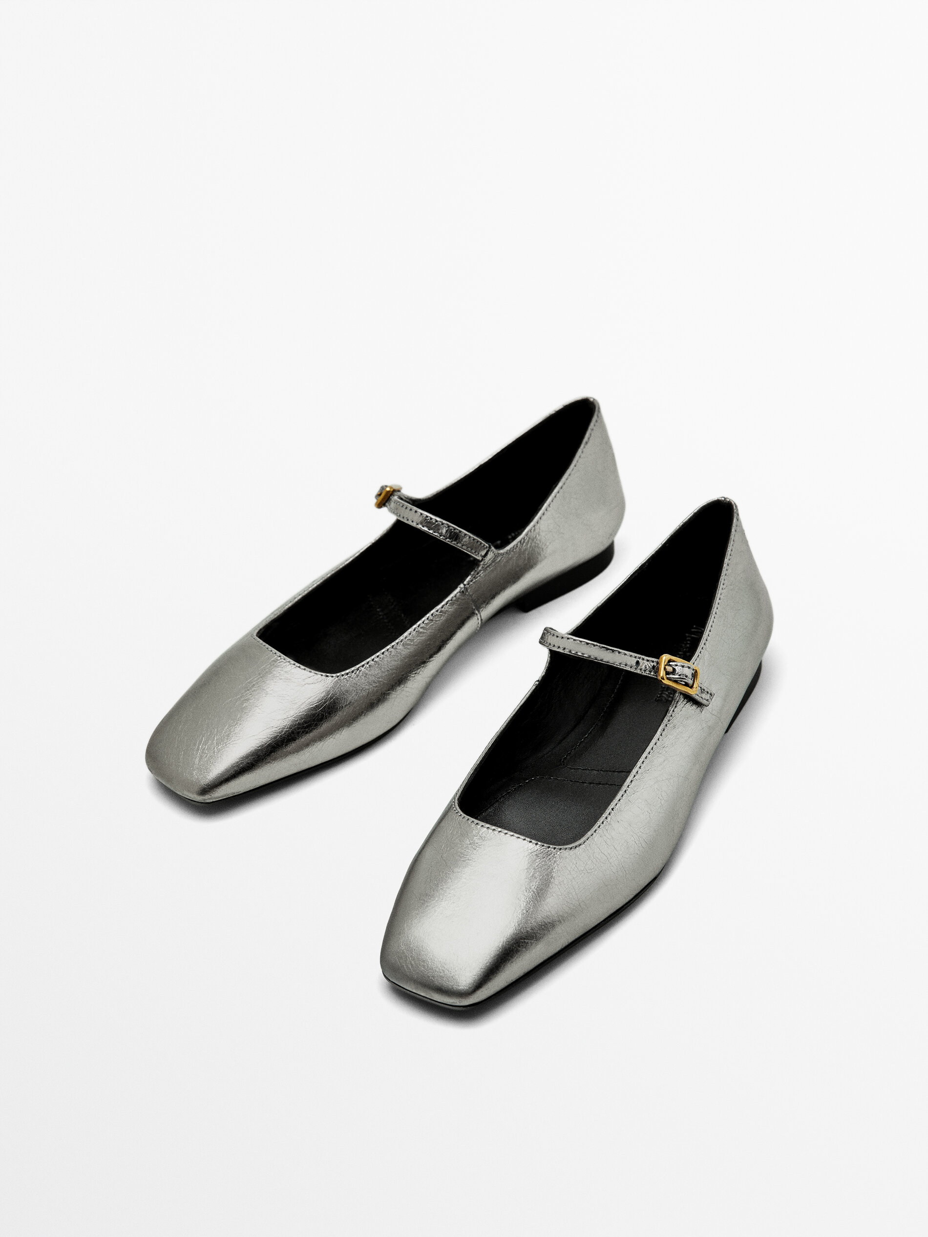 Silver flat ballet on sale shoes