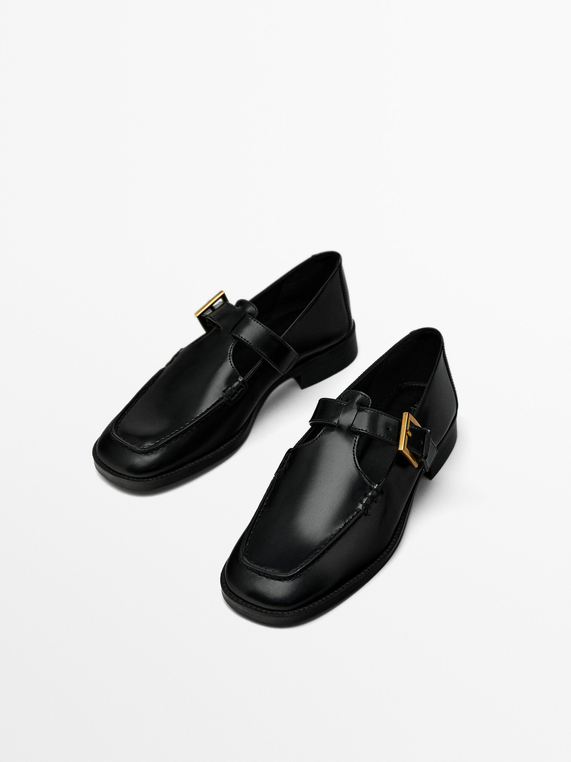 Flat black loafer shoes on sale