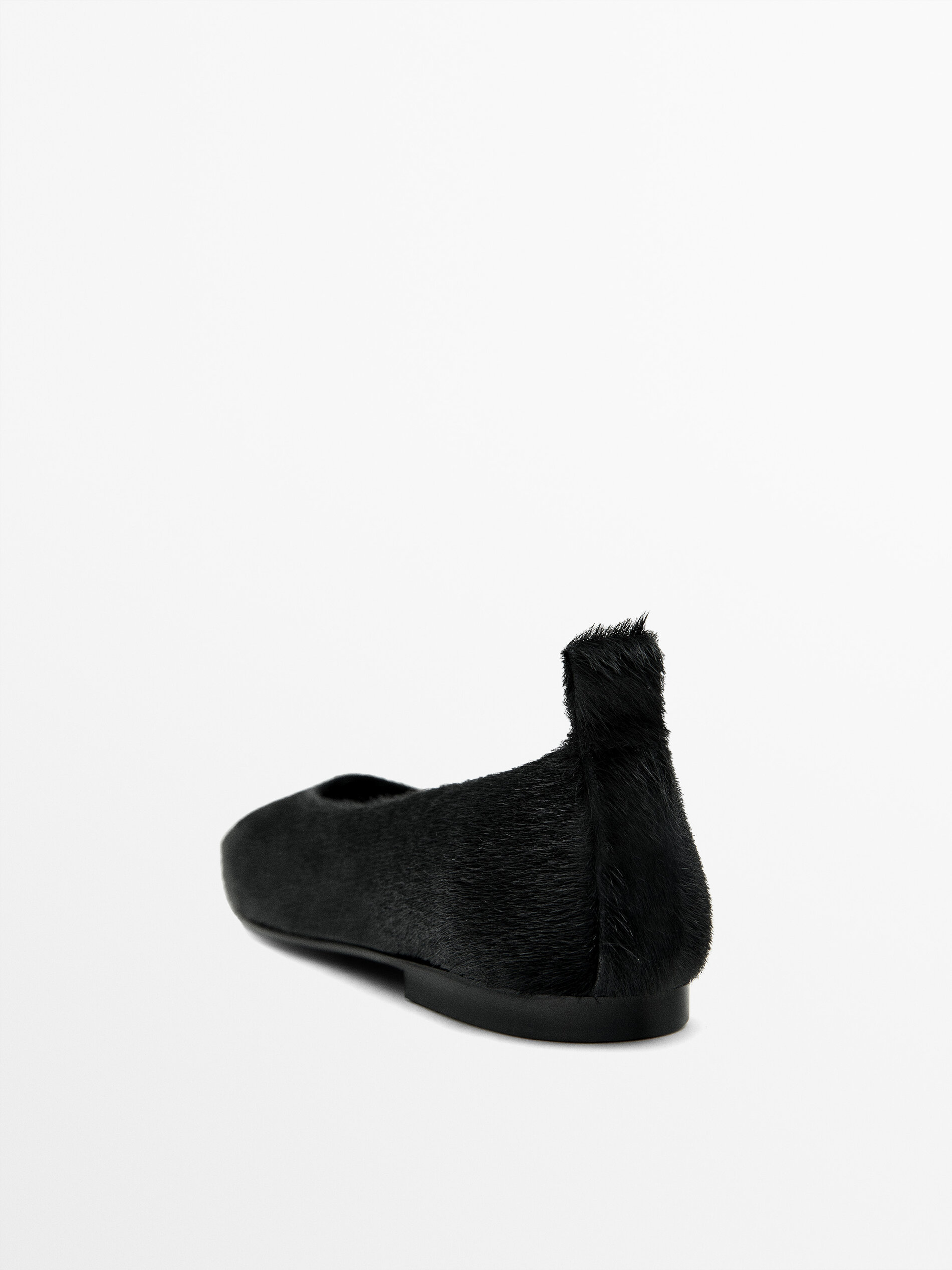 Fur ballet flats Black Flat Shoes Massimo Dutti