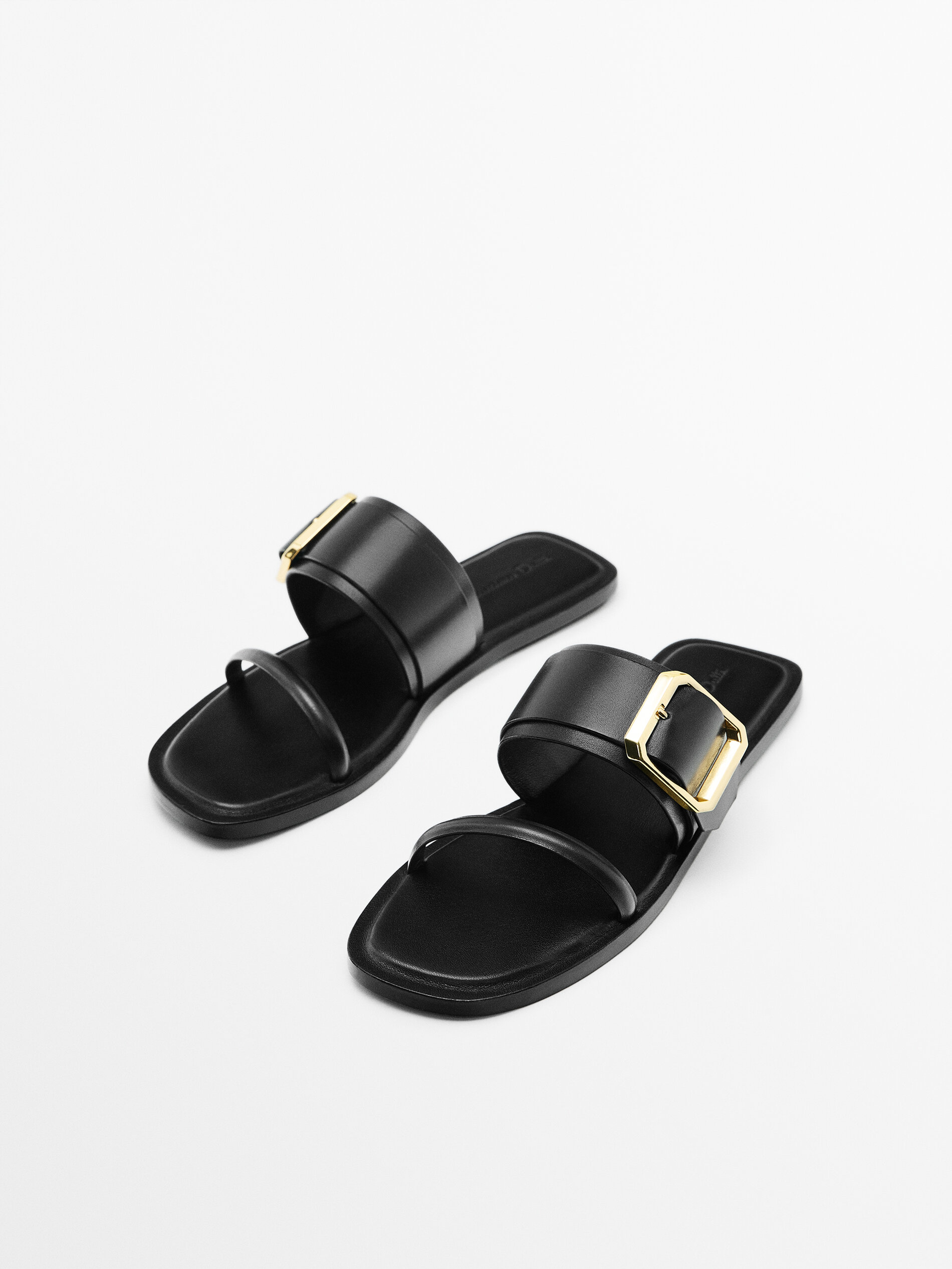 Black strap sandals flat outlet