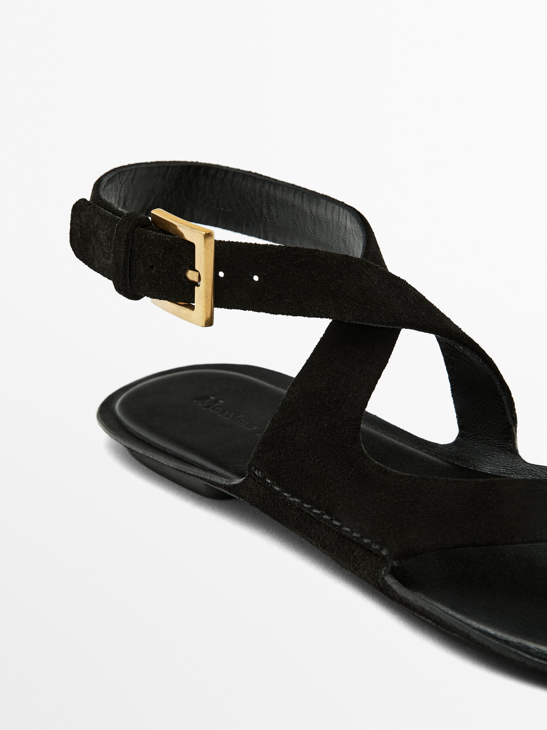 Black strappy flat sandals top
