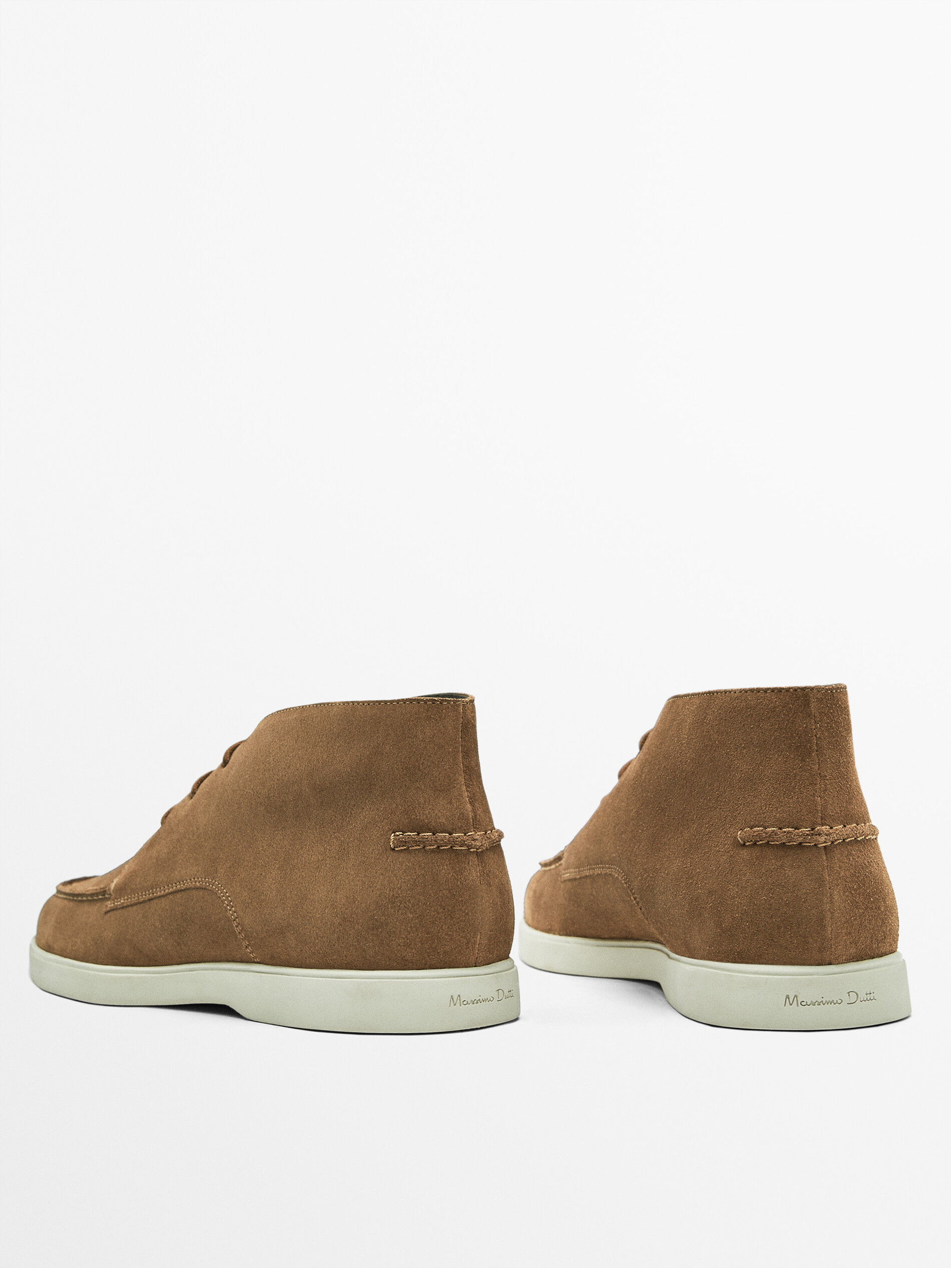 Brown split suede ankle boots Brown Shoes Massimo Dutti