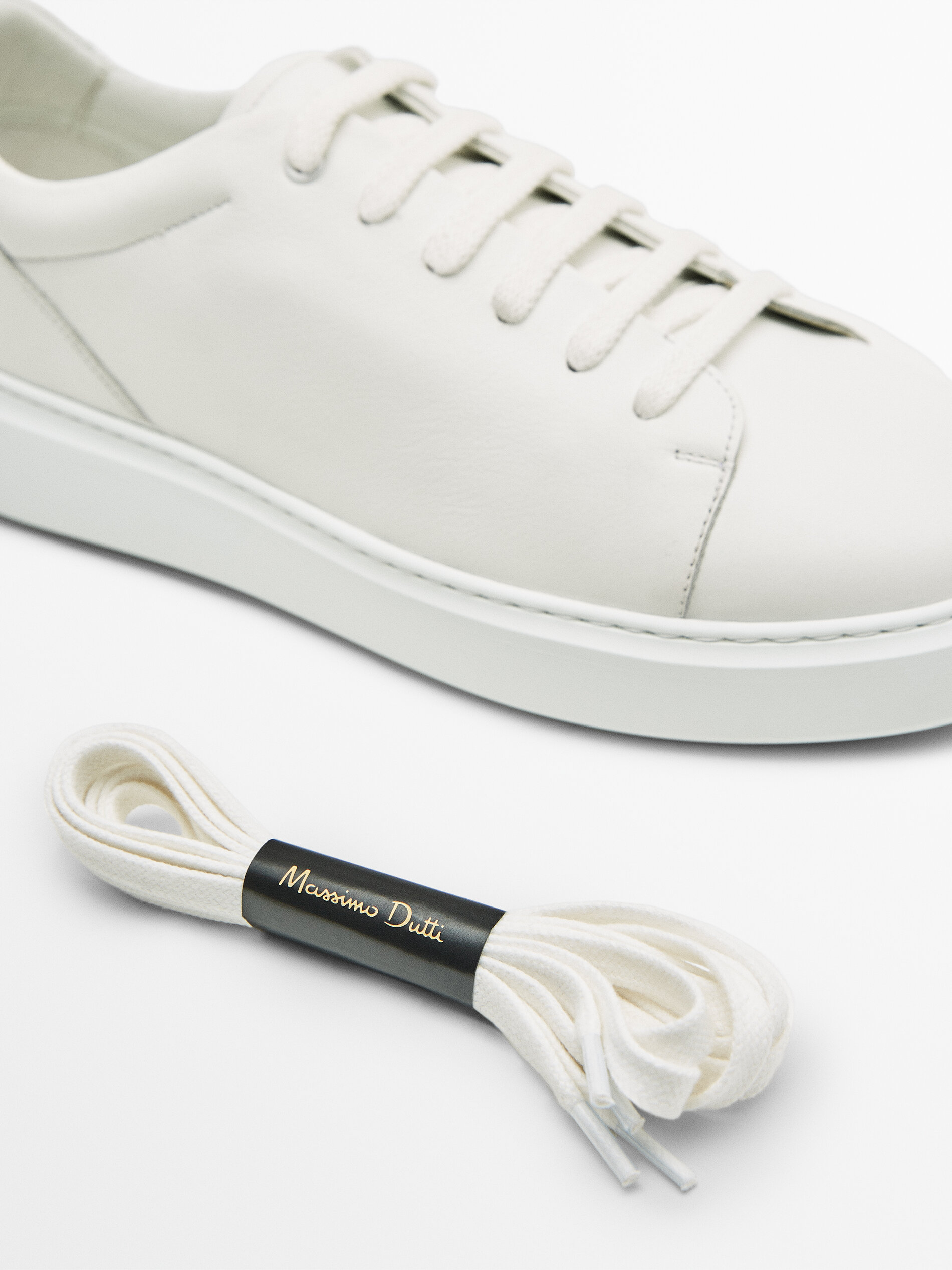 Tennis en cuir Blanc Chaussures Massimo Dutti