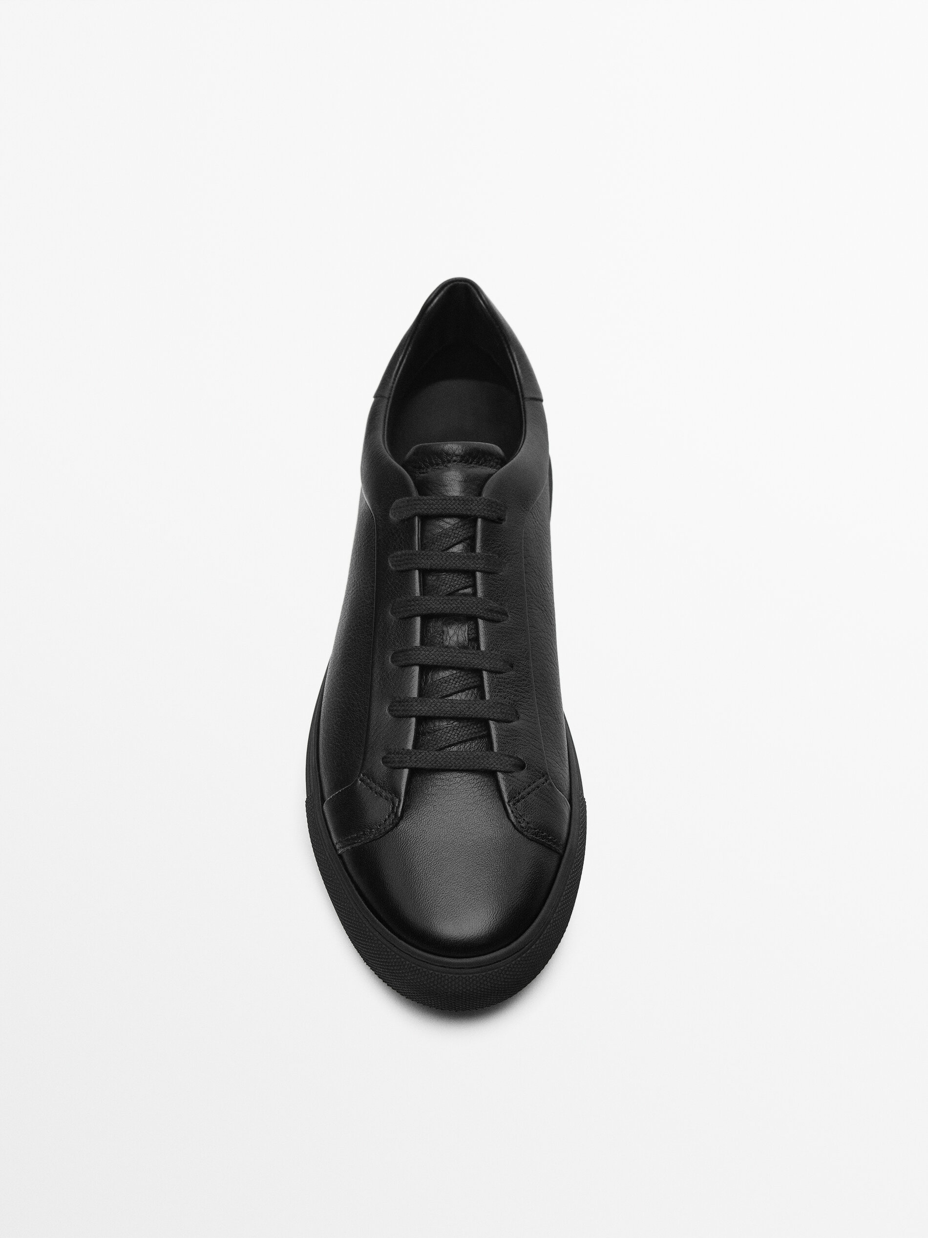 Cheap black clearance leather trainers