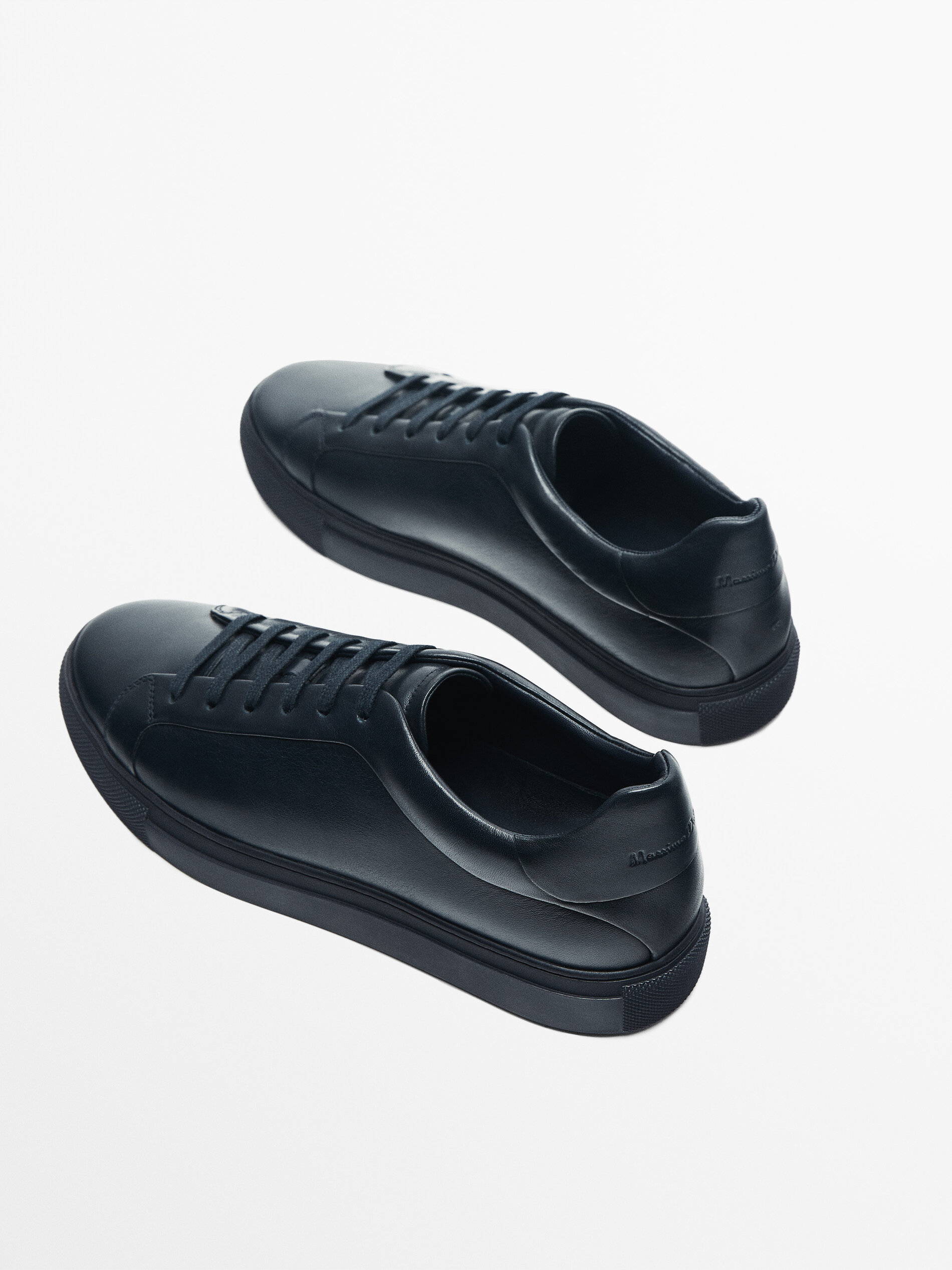All black cheap leather trainers