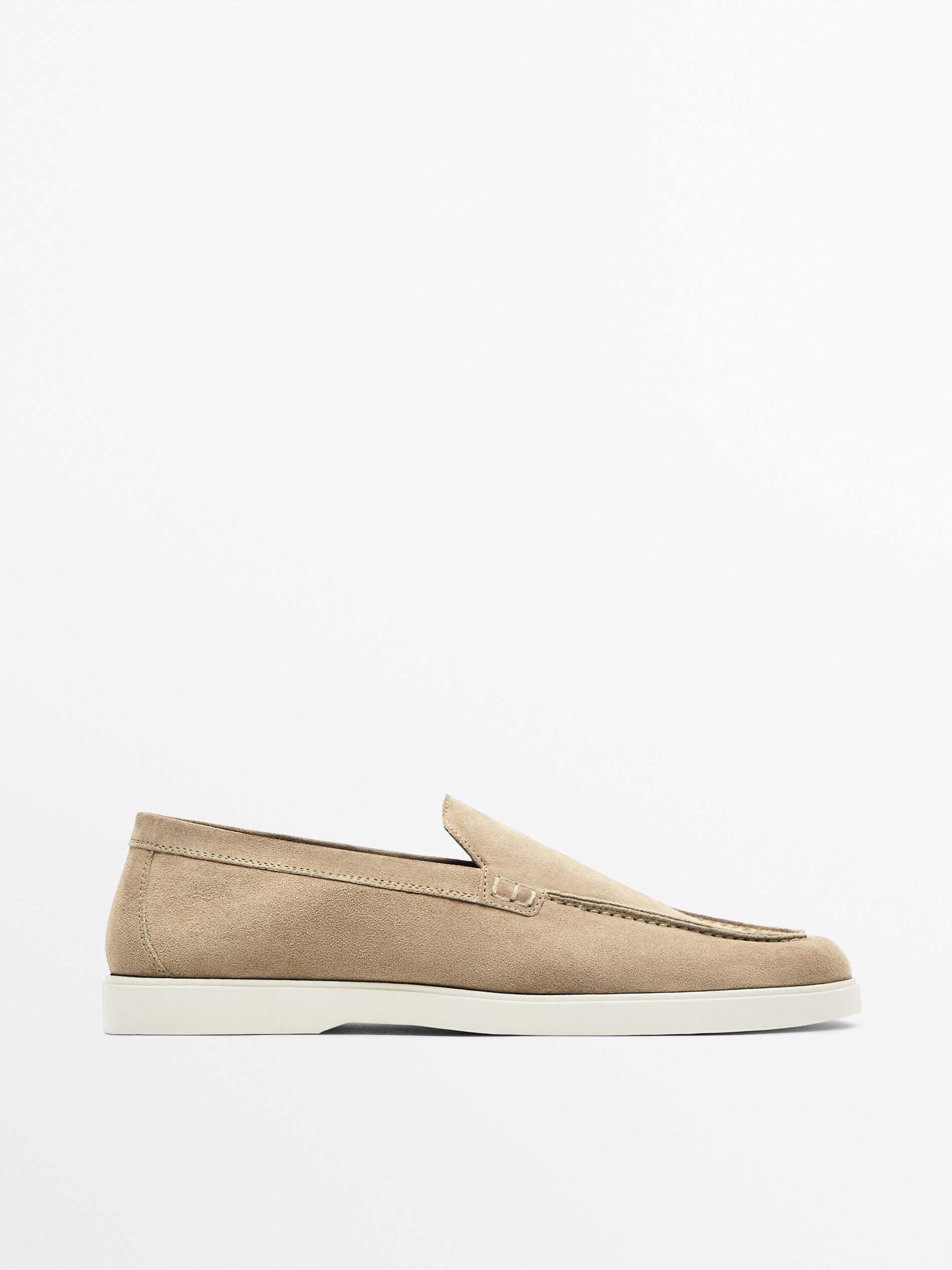 Split suede leather loafers Beige Shoes Massimo Dutti
