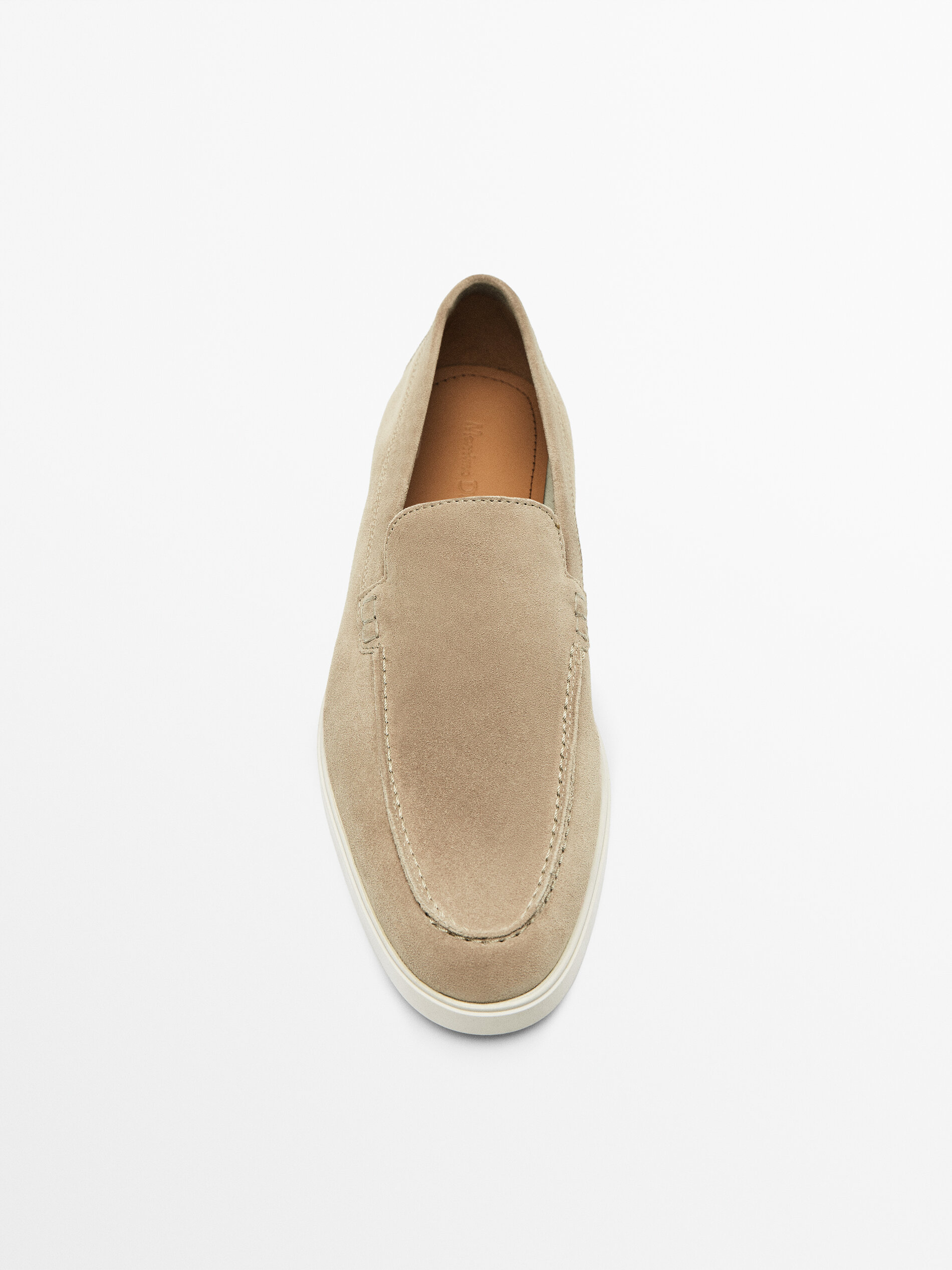 Split suede leather loafers Beige Shoes Massimo Dutti