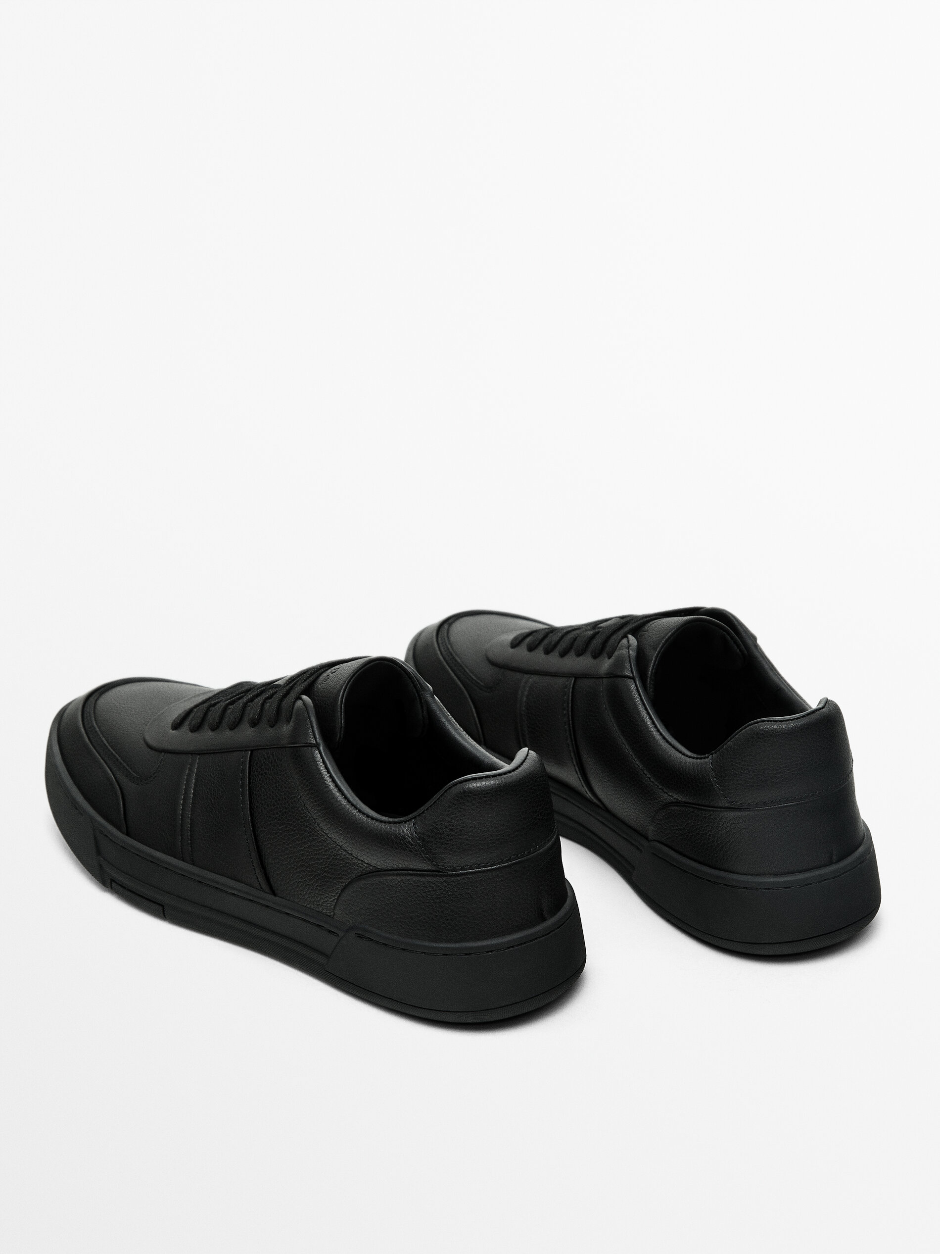 Black leather trainers Black Shoes Massimo Dutti