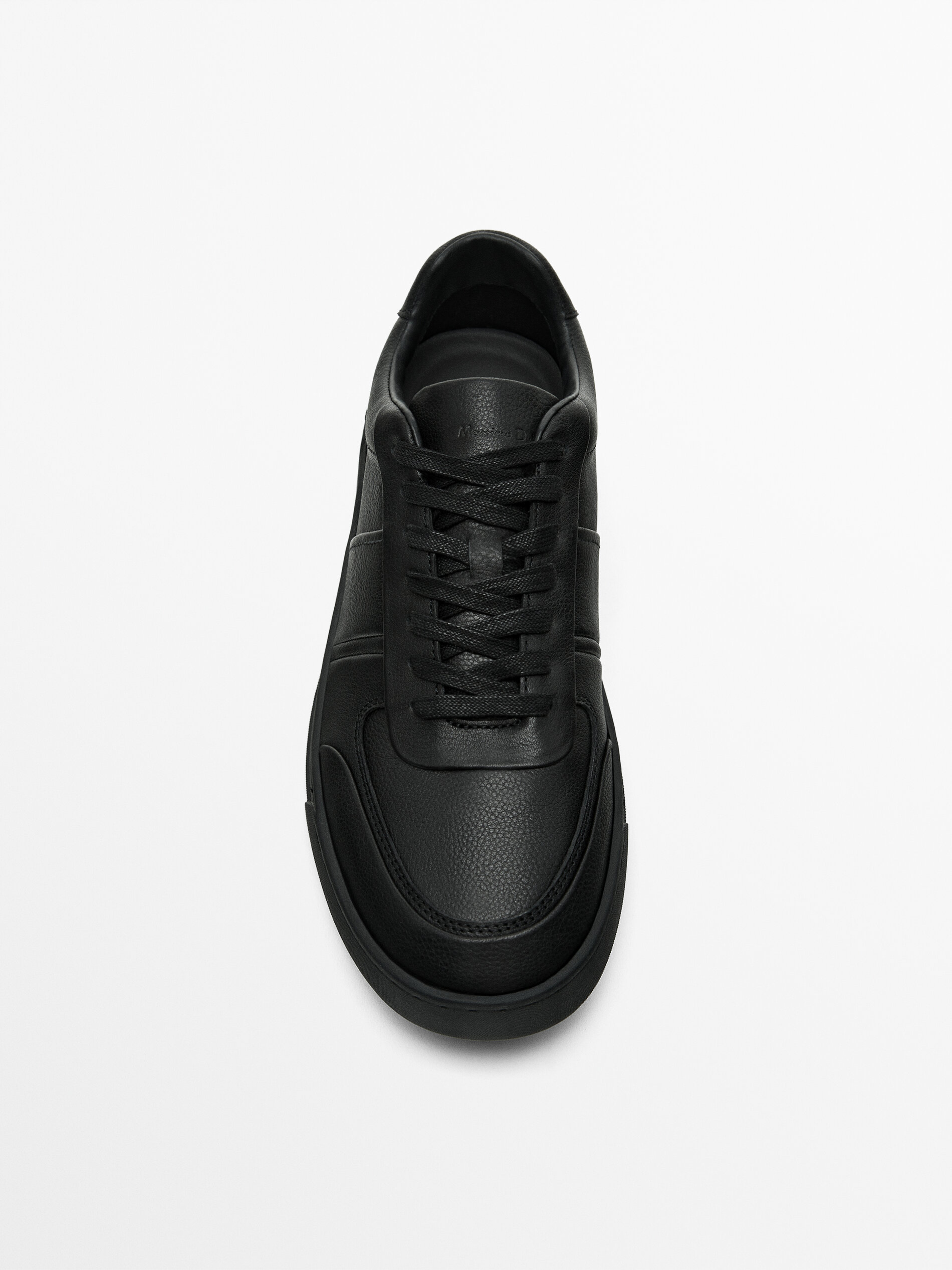 Black leather trainers Black Shoes Massimo Dutti