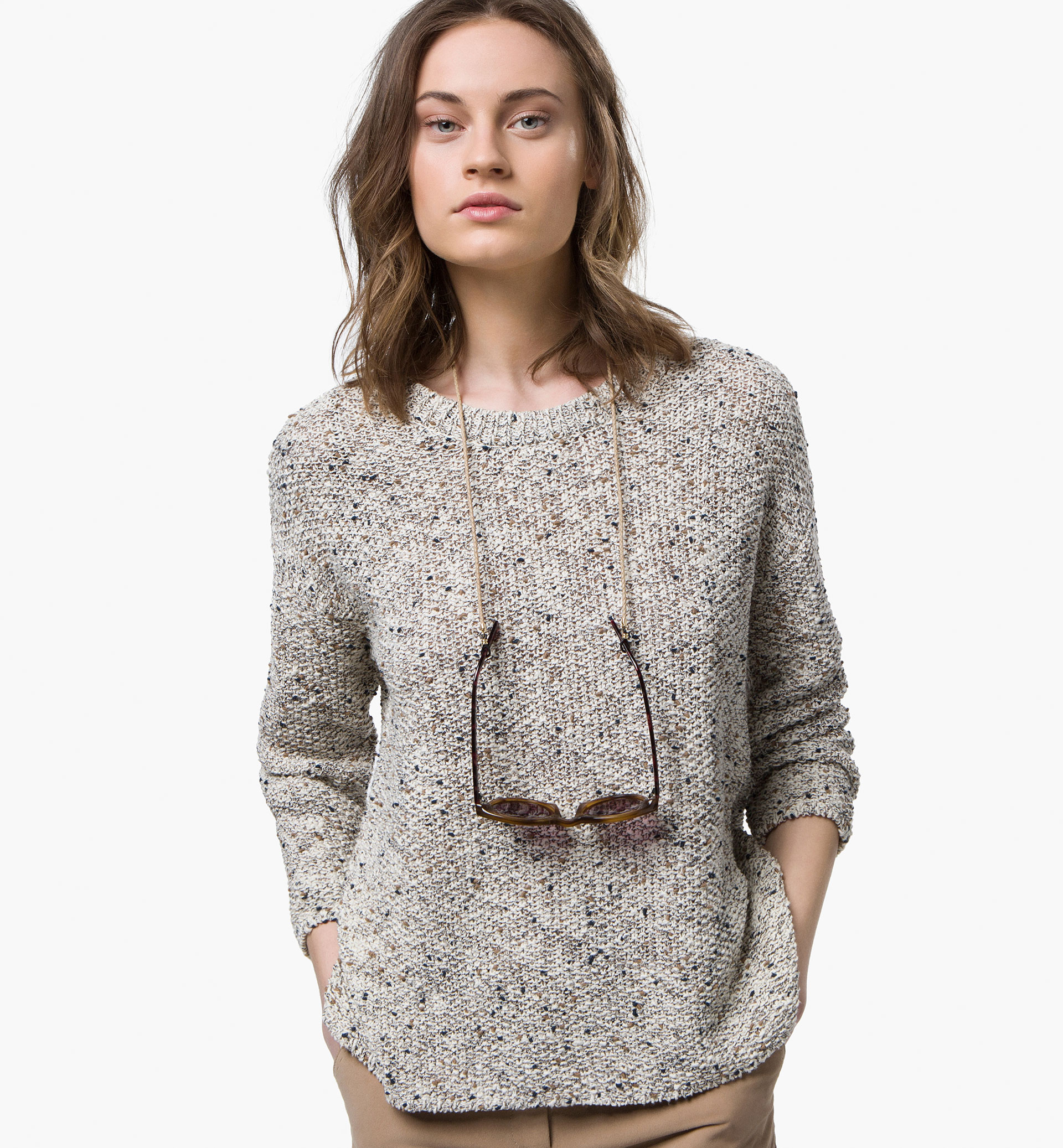 СВИТЕР С МЕЛАНЖЕВЫМ ЭФФЕКТОМ