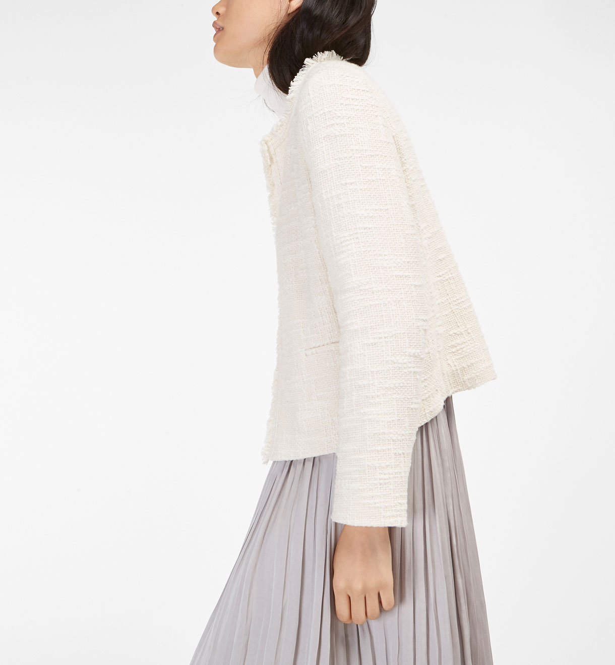 ЖАКЕТ КОРОТКИЙ ЦВЕТА НЕБЕЛЕНОГО ПОЛОТНА