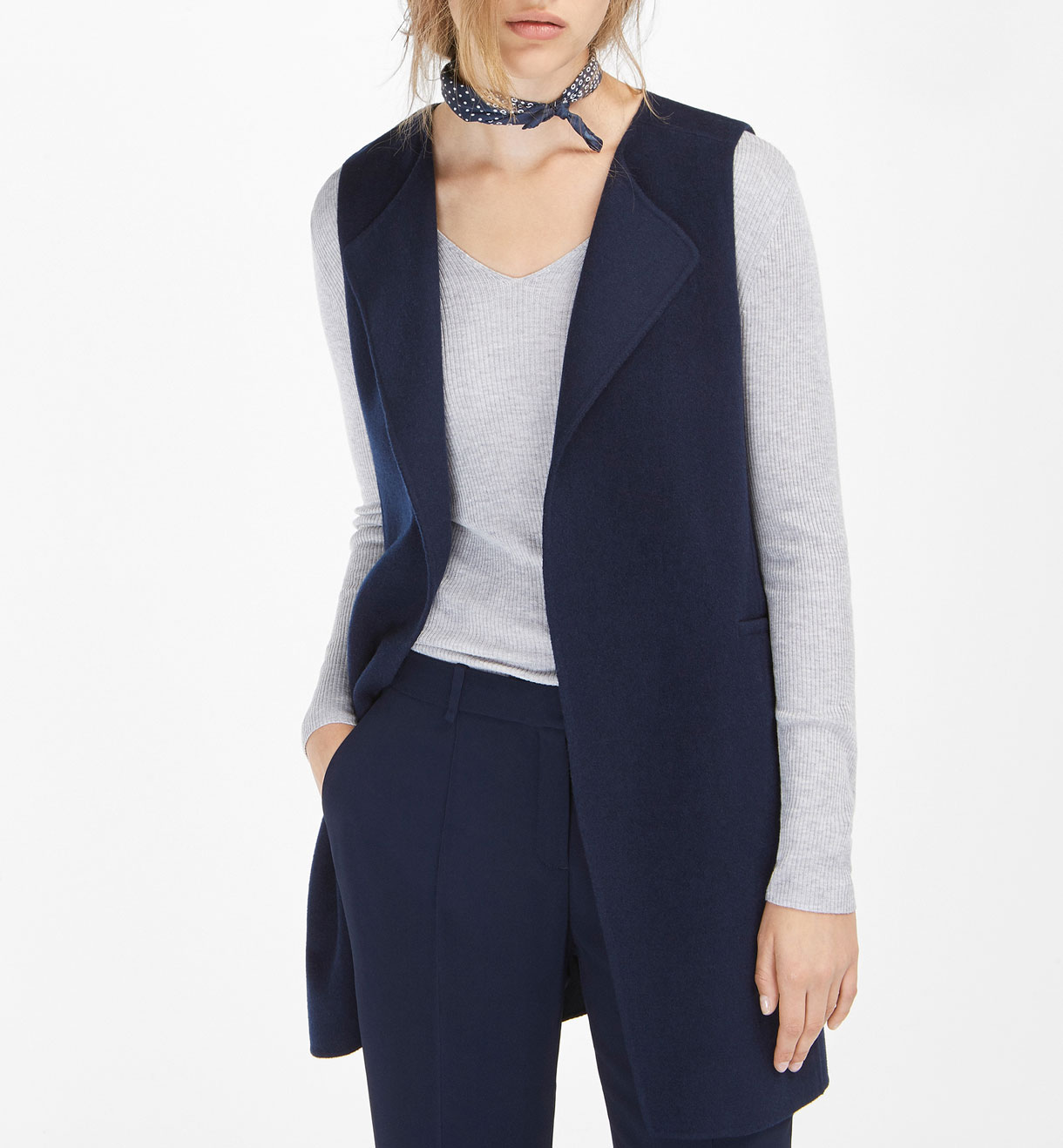 ЖИЛЕТ ДЛИННЫЙ ТЕМНО-СИНИЙ