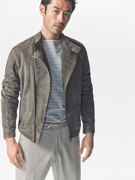 Men S Leather Jackets Massimo Dutti Spring Summer 2017 Biker Style Grey Suede Jacket