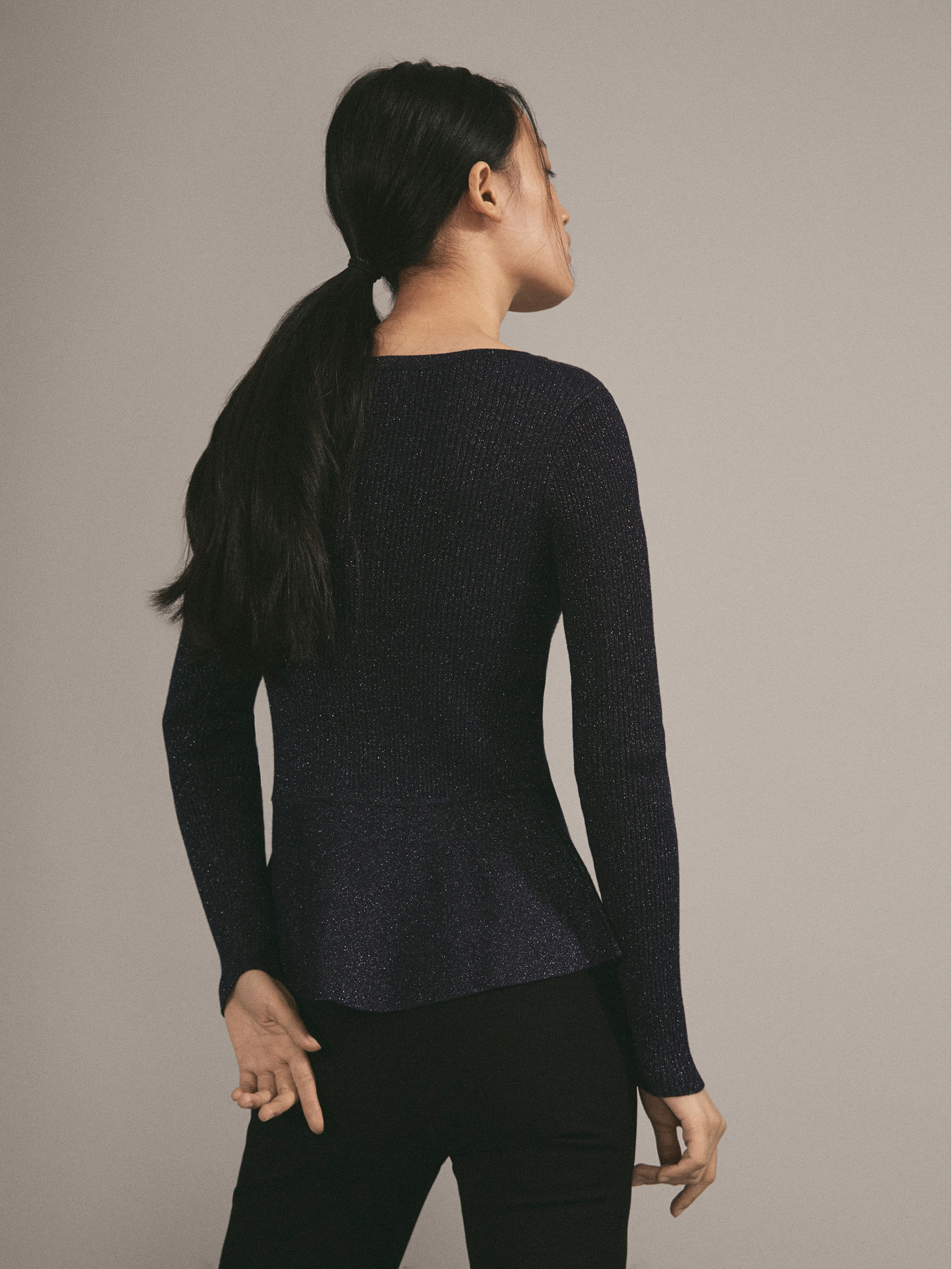 Massimo Dutti SPARKLY RIBBED PEPLUM SWEATER at £34.95 | love the brands