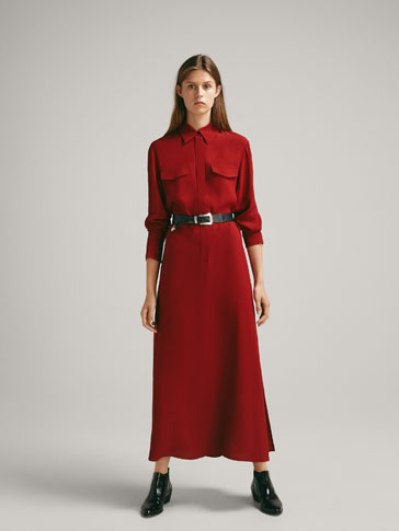 red dress massimo dutti