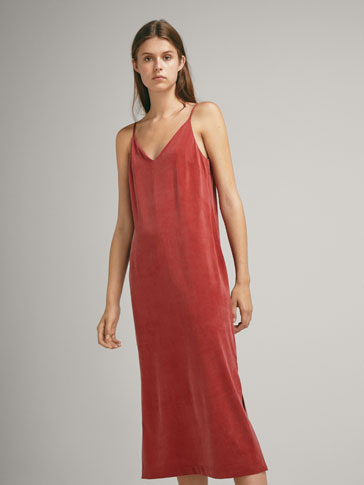 red dress massimo dutti