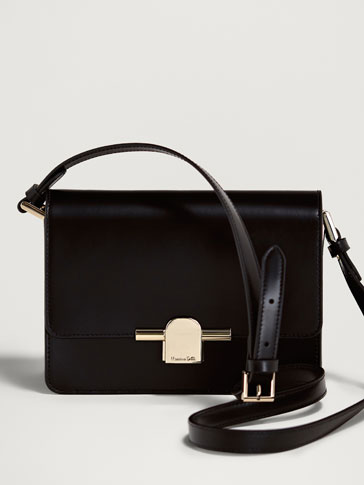 Bags Wallets Accessories Women Massimo Dutti Macedonia Leather Crossbody Bag With Metal Clasp