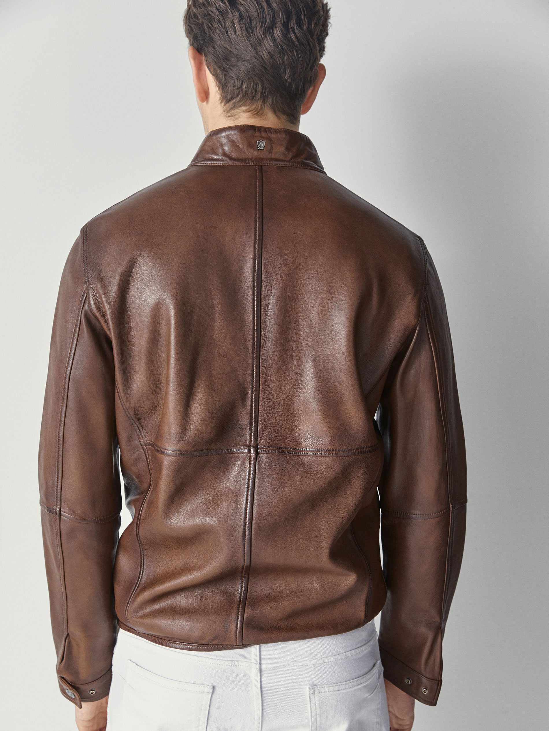Nappa Leather Jacket With Bonded Detail
