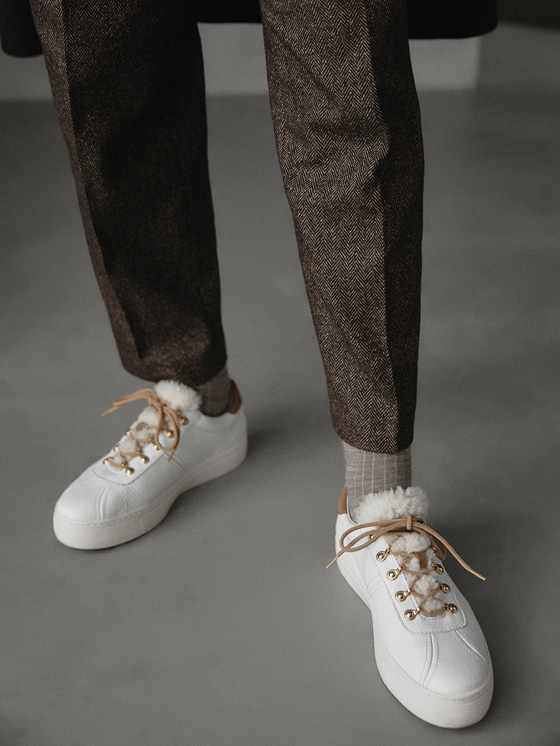 Massimo Dutti WINTER CAPSULE WHITE LEATHER TRAINERS at Â£89