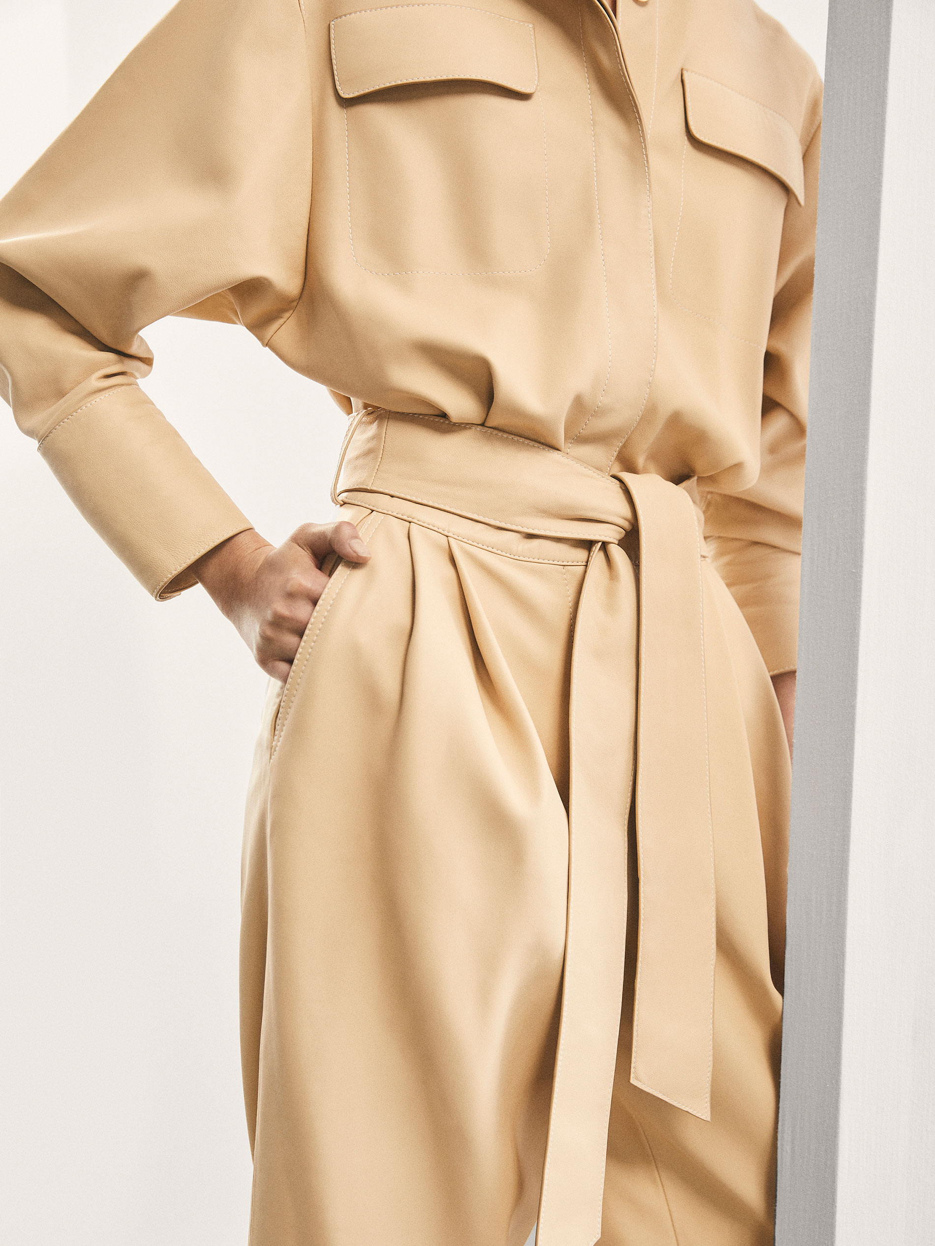 massimo dutti leather jumpsuit