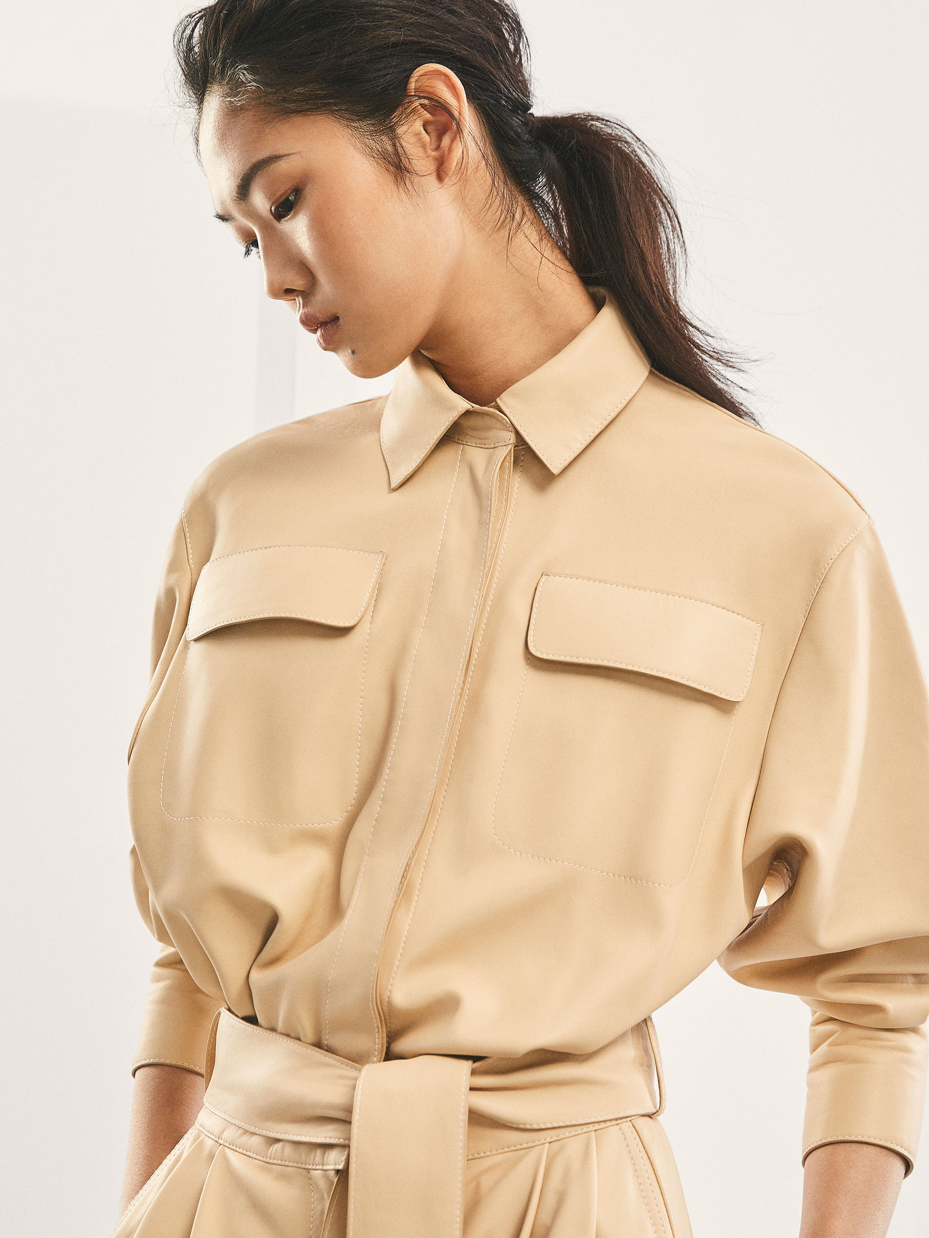 massimo dutti leather jumpsuit