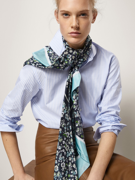 Massimo Dutti FLORAL PRINT SILK FOULARD SCARF at £49.95 | love the brands