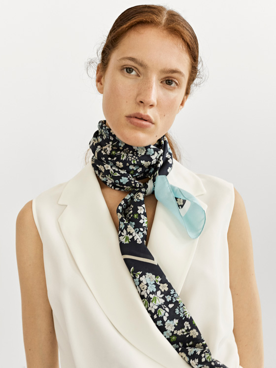 Massimo Dutti FLORAL PRINT SILK FOULARD SCARF at £49.95 | love the brands