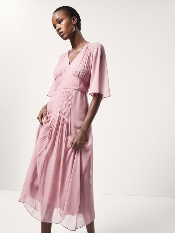 Massimo Dutti FLOWING DRESS WITH PLEATED DETAILS at Â£99.95 | love the brands