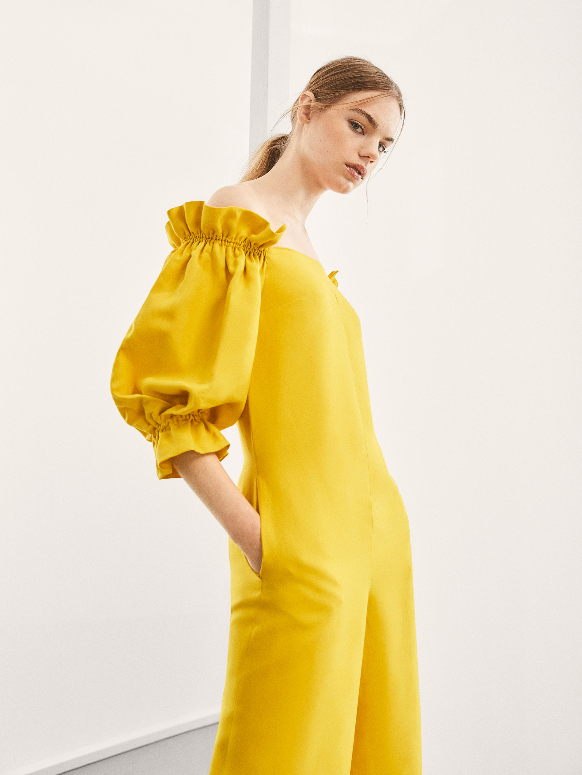 massimo dutti yellow jumpsuit