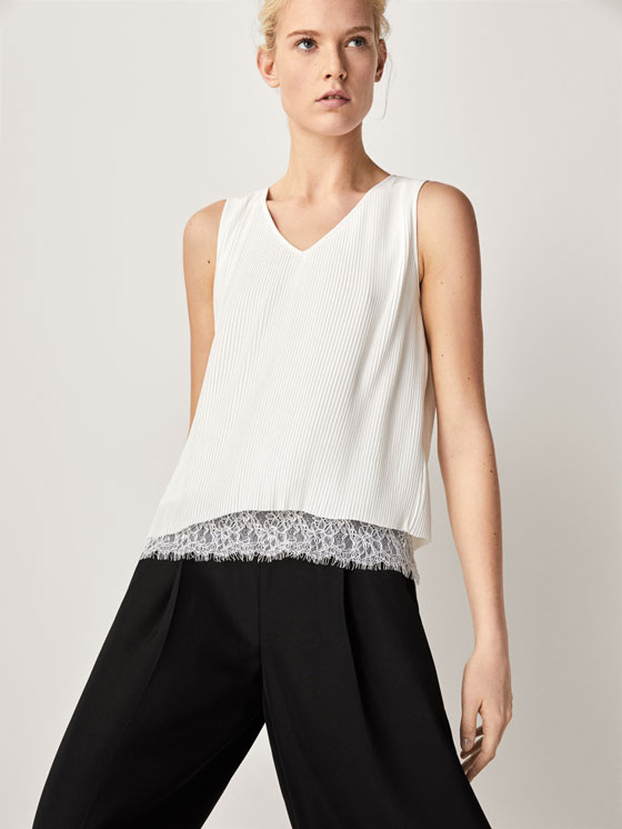 Massimo Dutti PLEATED TOP WITH LACE HEM at £24.95 | love the brands