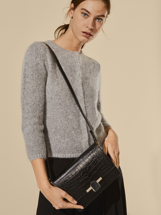 Download Massimo Dutti LEATHER CROSSBODY BAG WITH MOCK CROC FINISH ...