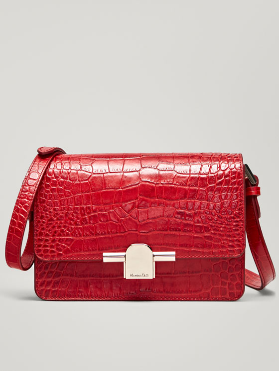 Download Massimo Dutti LEATHER MOCK CROC CROSSBODY BAG WITH METAL ...