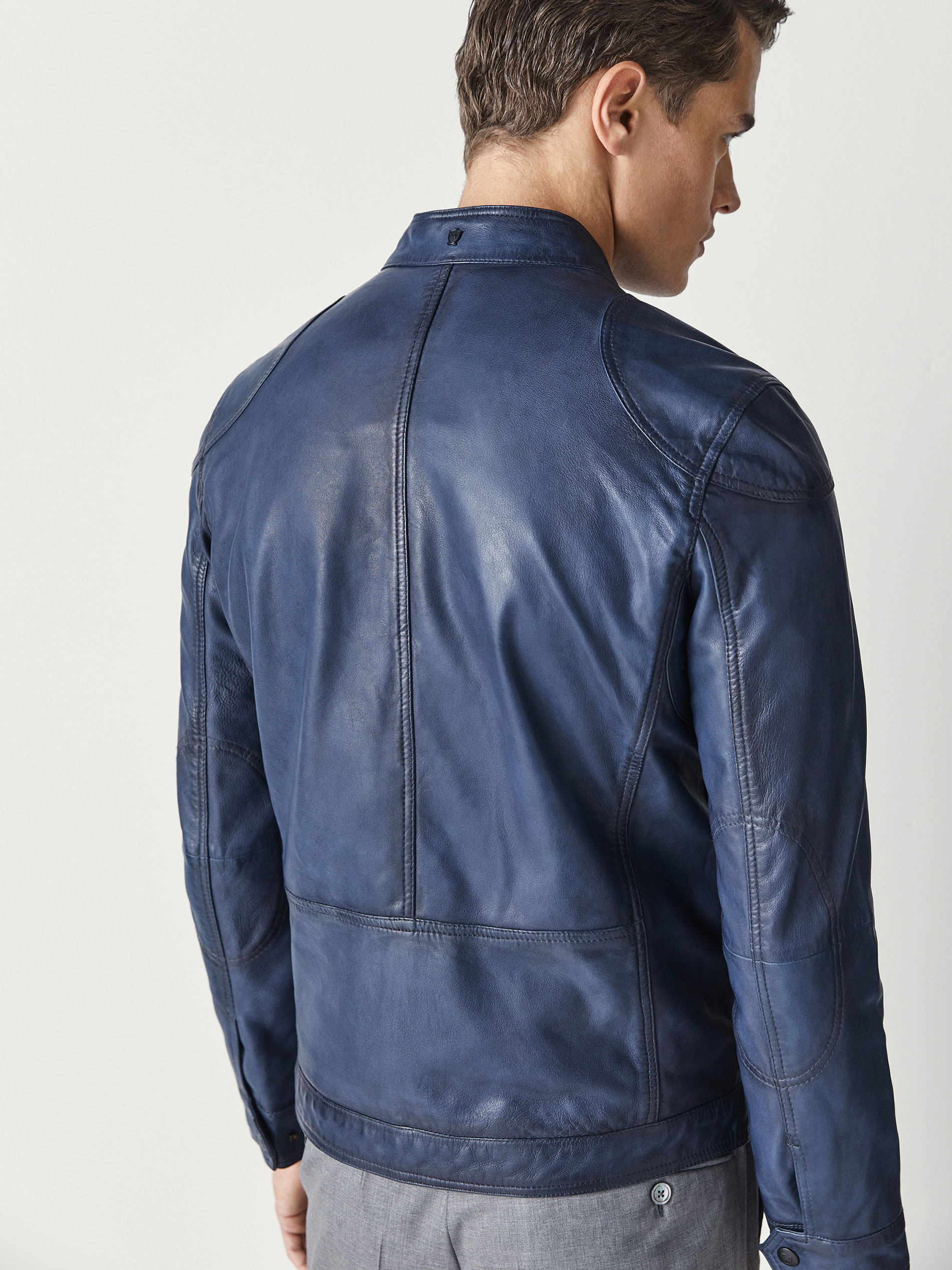 Blue Nappa Leather Jacket