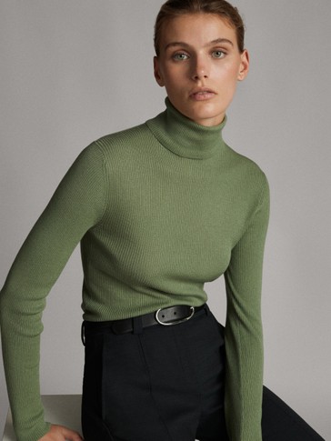jersey cuello alto mujer massimo dutti