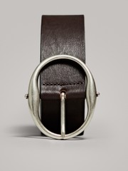 LEATHER BELT WITH OVAL BUCKLE