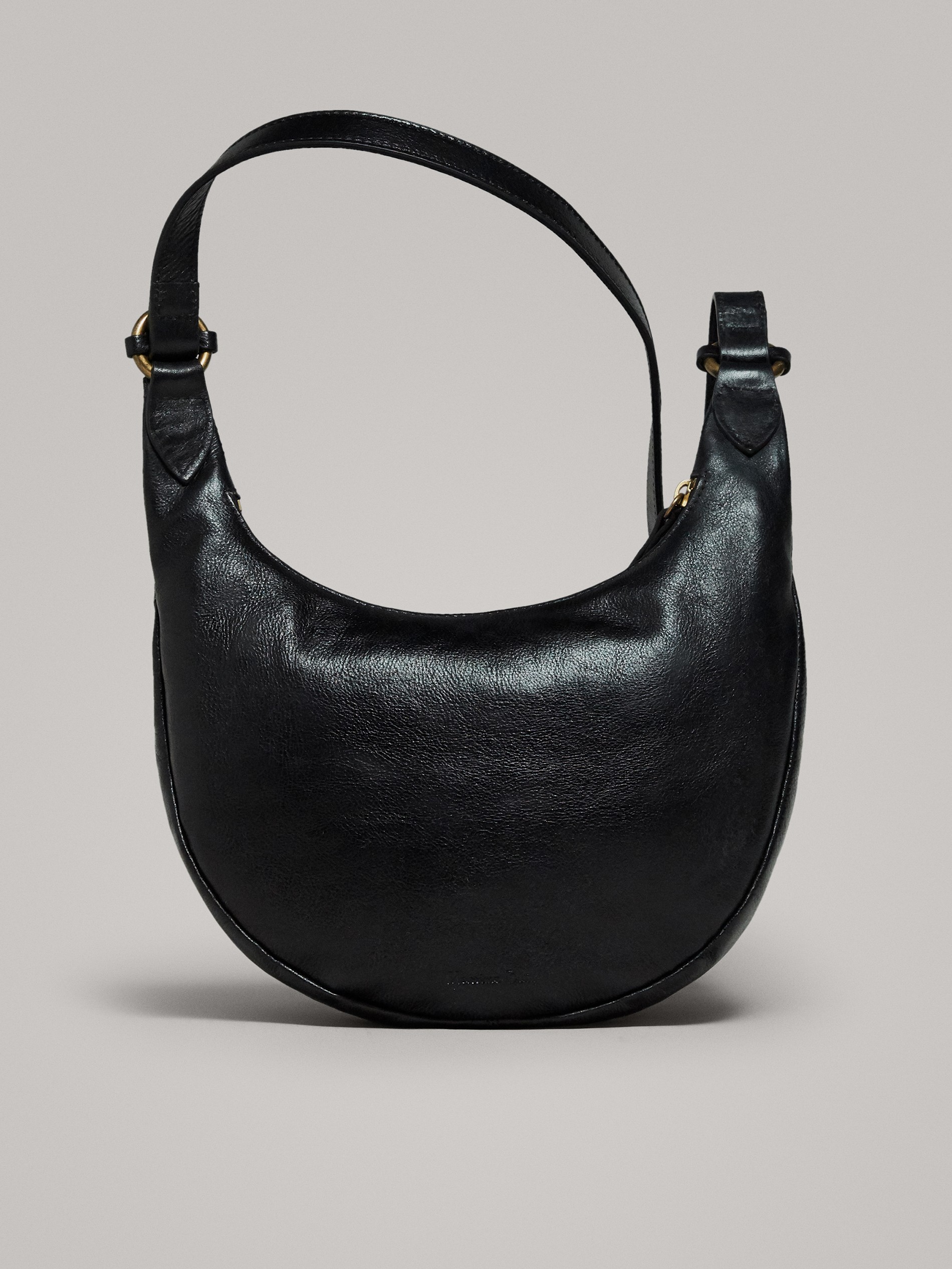massimo dutti black leather bag
