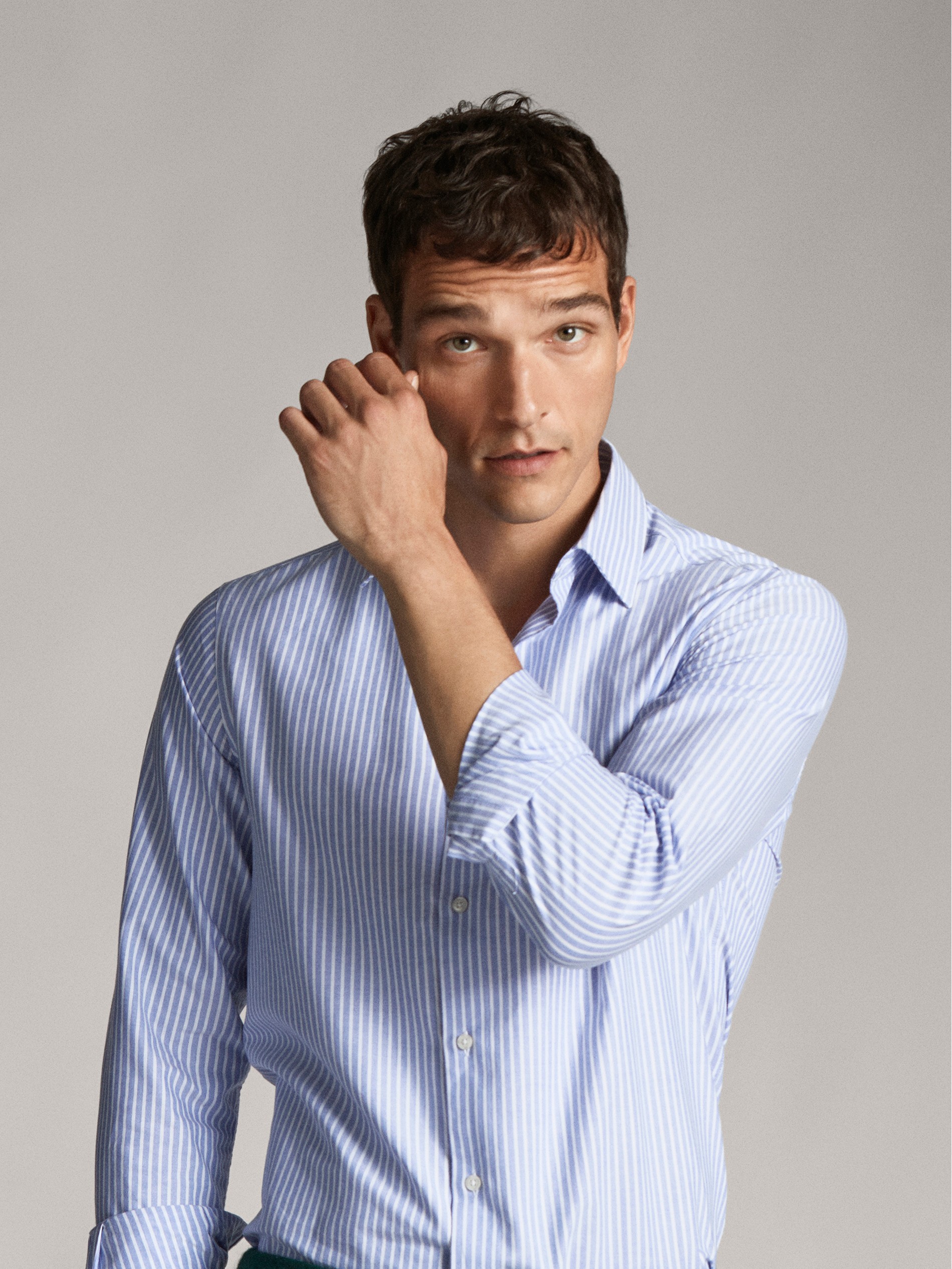 slim fit striped oxford shirt