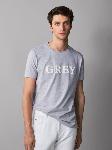 Grey Cotton T Shirt Null Massimo Dutti