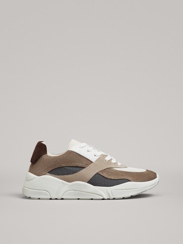 CONTRAST TRAINERS WITH BROWN HEEL TAB 