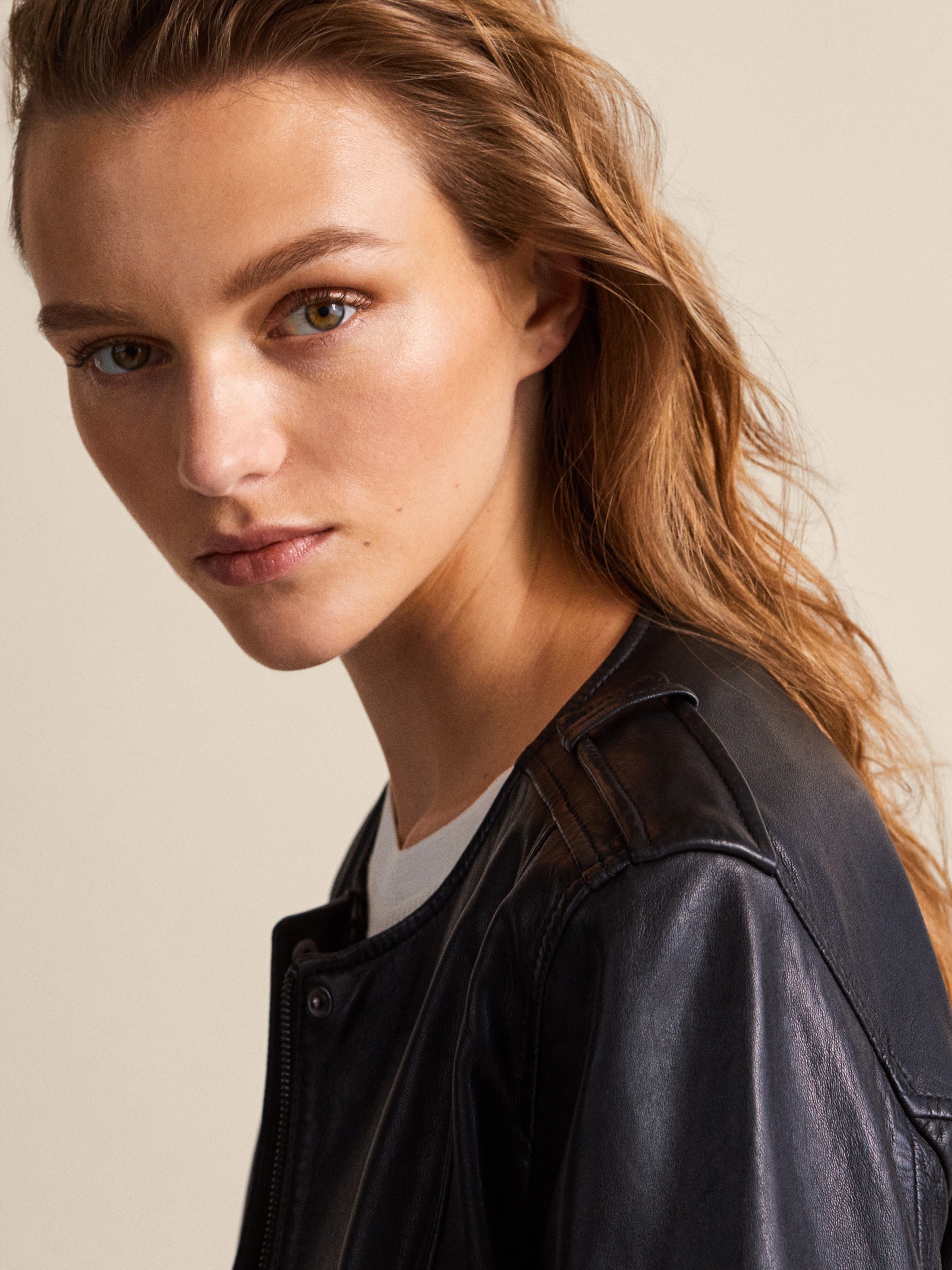 Black Nappa Leather Jacket With Epaulettes