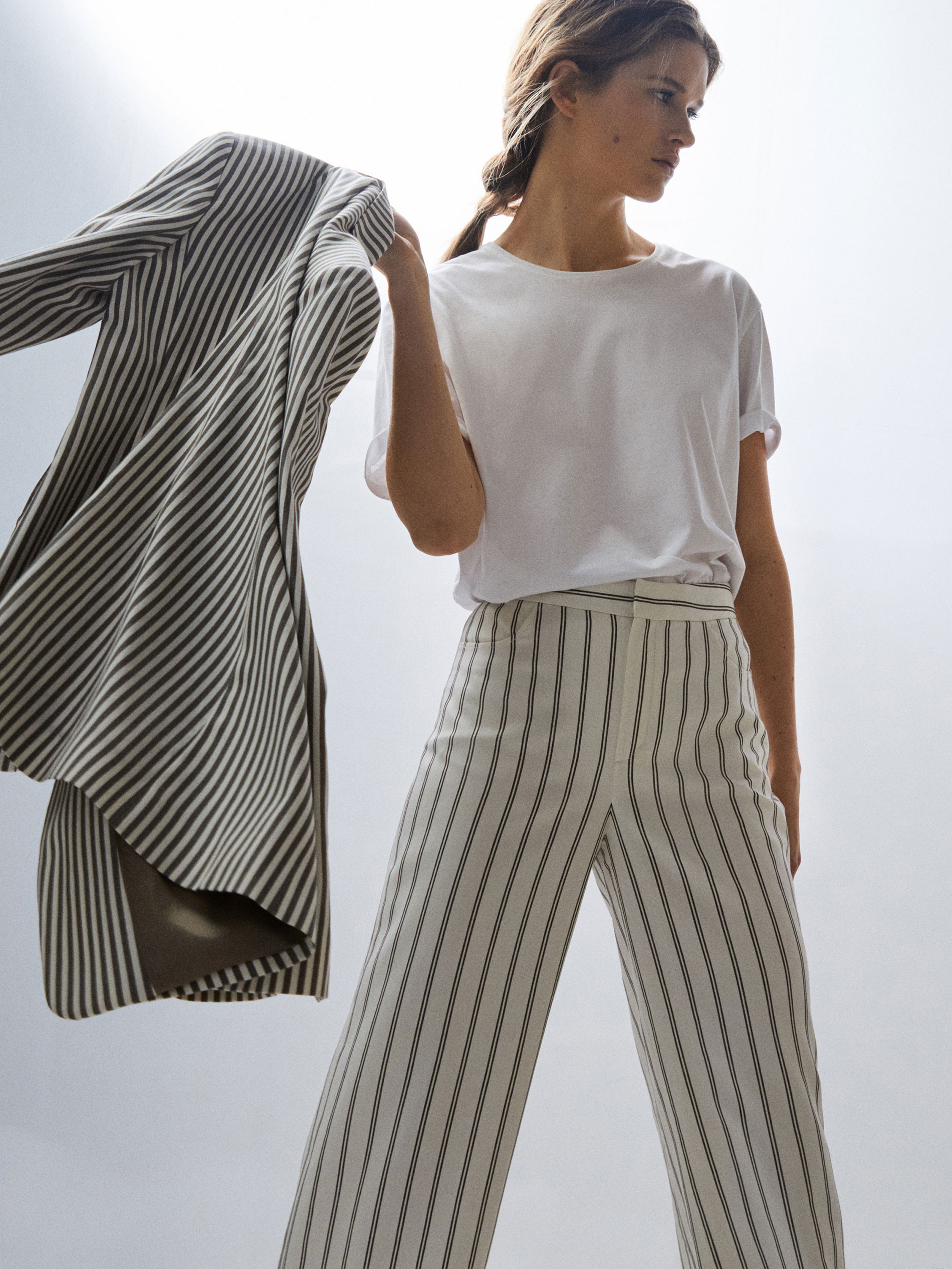 striped culotte pants