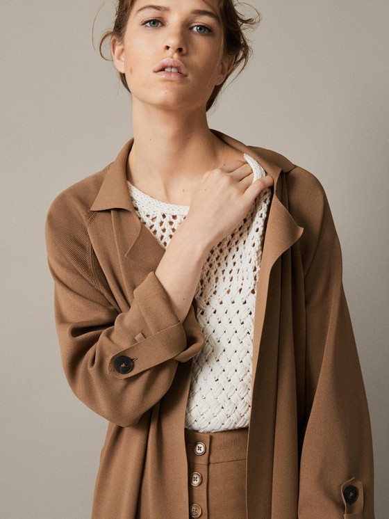 Massimo Dutti KNIT TRENCH-STYLE CARDIGAN WITH BELT at Â£119 | love the brands